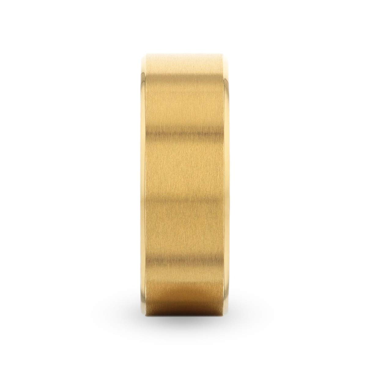 Aureliano Men's Wedding Band - 8mm Yellow Gold Plated Titanium Ring with Flat Brushed Finish & Polished Edges - Perfect for Engagement, Anniversary & Special Occasions