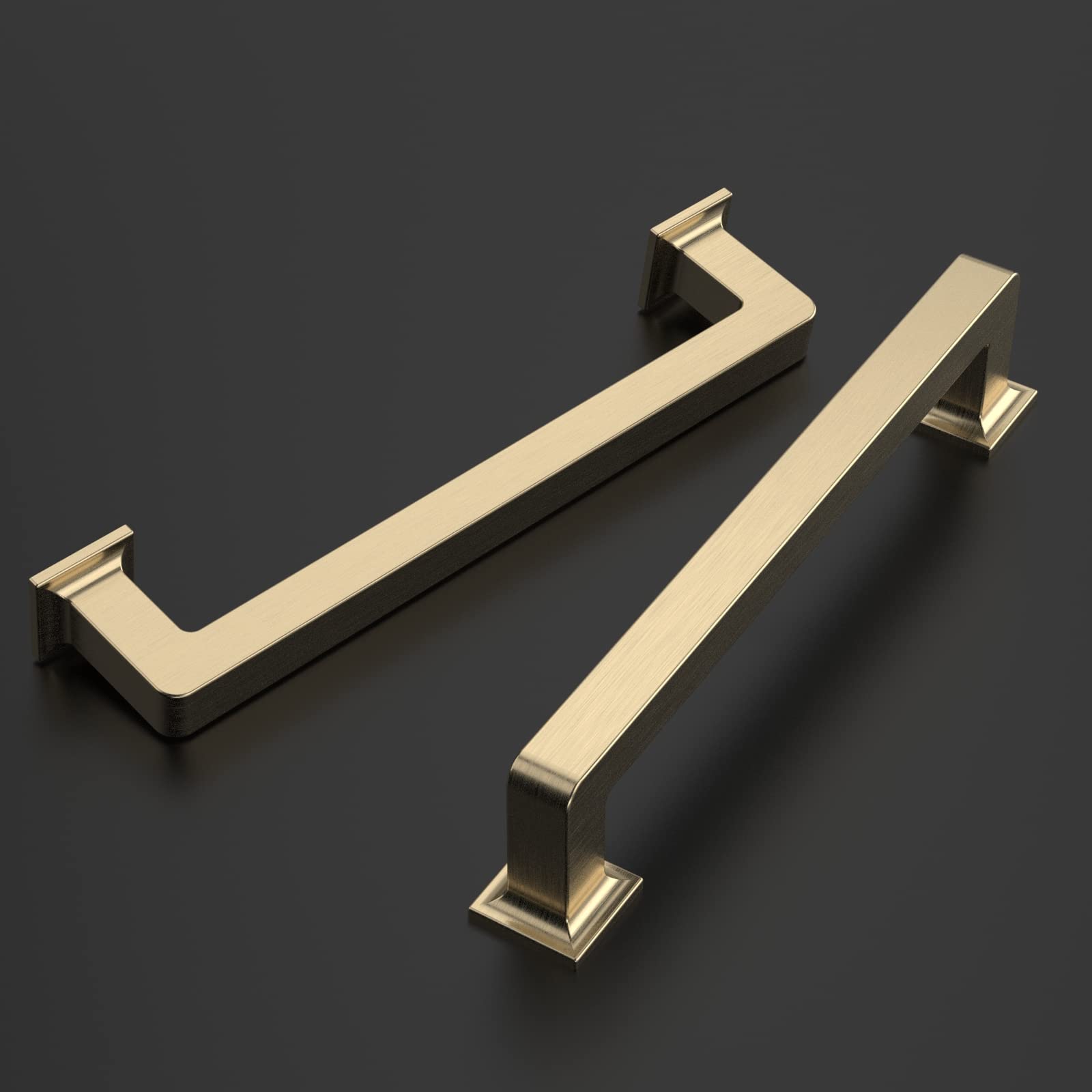 Amerdeco 10 Pack Brushed Brass Cabinet Pulls 5 Inch (128mm) Hole Centers - Modern Kitchen Cabinet Handles & Drawer Pulls for Cabinets, Cupboards, Dressers & Furniture Hardware - Perfect for Home Renovation & DIY Projects