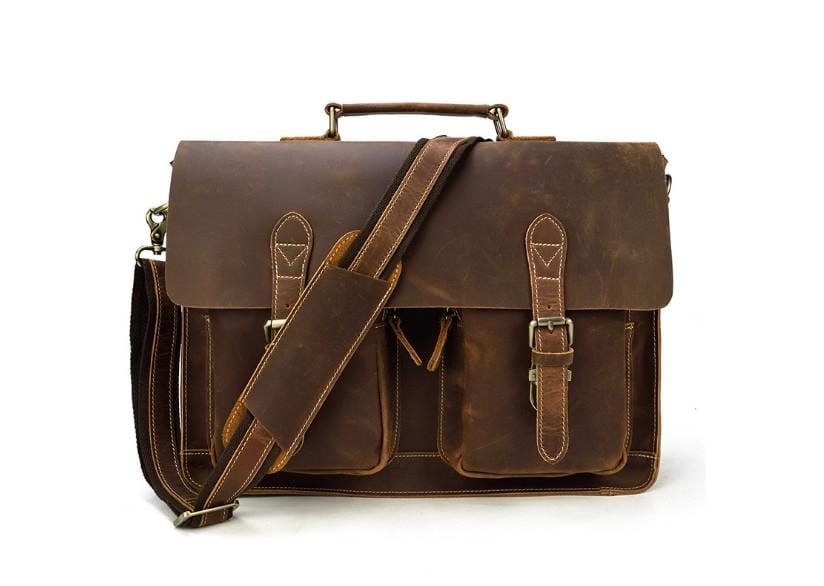 Vintage Distressed Leather Messenger Bag for Women - Stylish Crossbody Satchel Purse for Work, Travel & Everyday Use