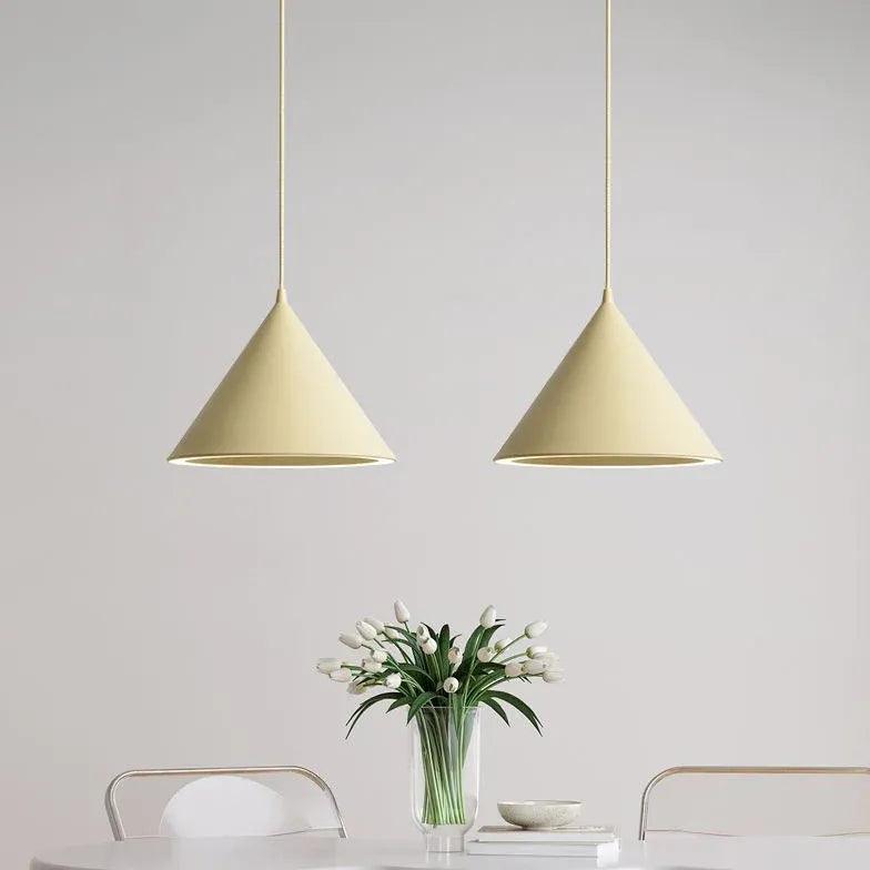 Modern Creamy White Cone Pendant Light - Stylish Ceiling Lighting for Kitchen, Dining Room, and Bedroom Decor