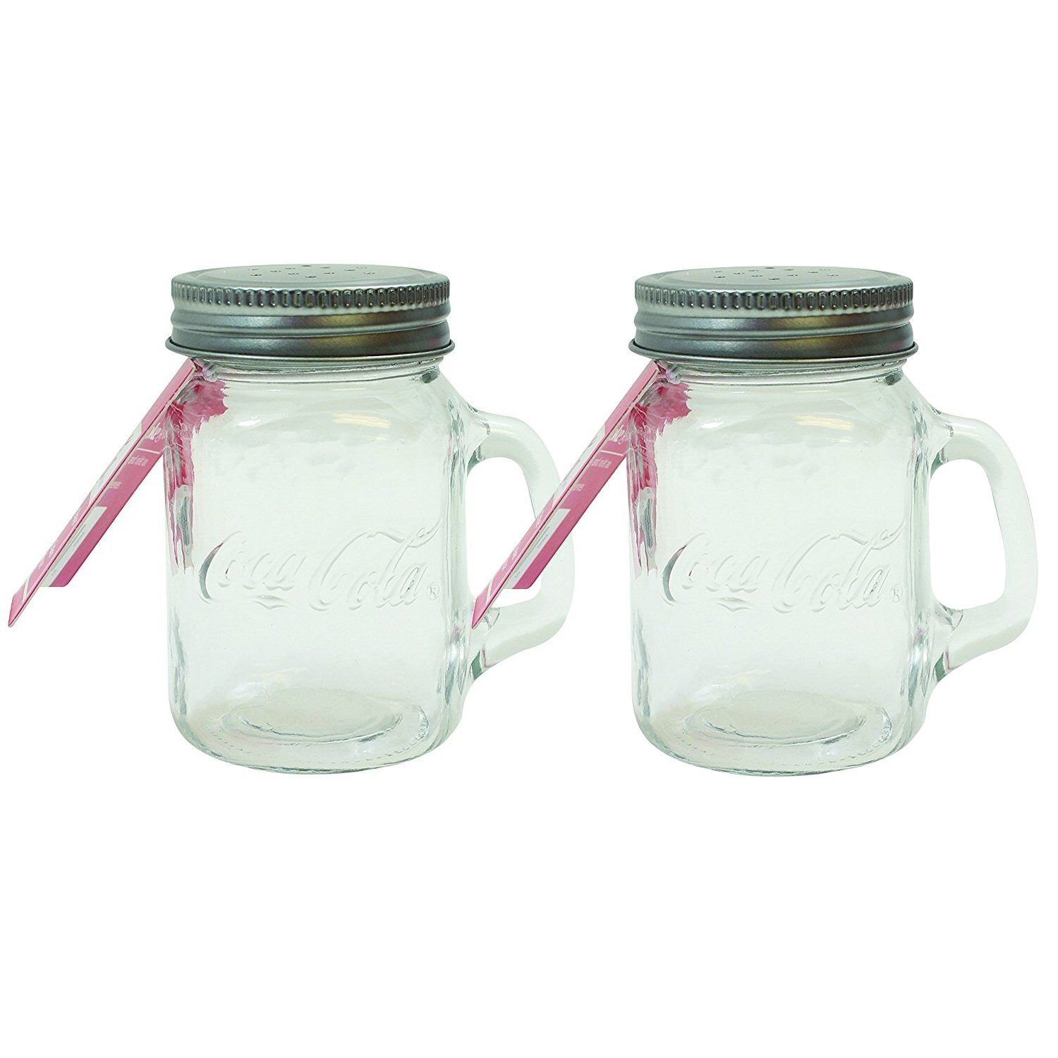 TableCraft Mason Jar Salt and Pepper Shakers Set - Vintage Style Glass Spice Dispensers for Kitchen, Dining Table, and BBQ Party Use