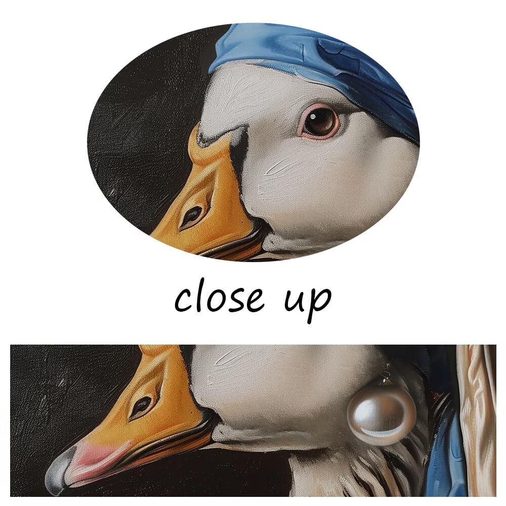 Mona Lisa Duck Canvas Wall Art - Funny Animal Poster for Bathroom & Living Room Decor - Ready to Hang