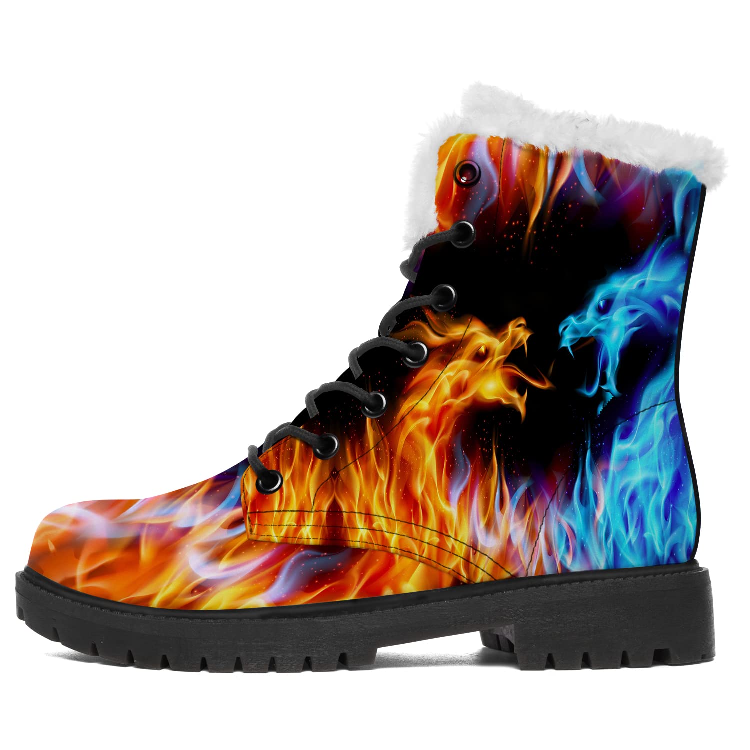 Women's & Men's Winter Snow Boots - Anti-Slip Fur Lined Ankle Combat Boots with Warm Insulation | Dragon Style Outdoor Booties for Hiking, Snowy Weather & Casual Wear | Perfect Gift for Him & Her