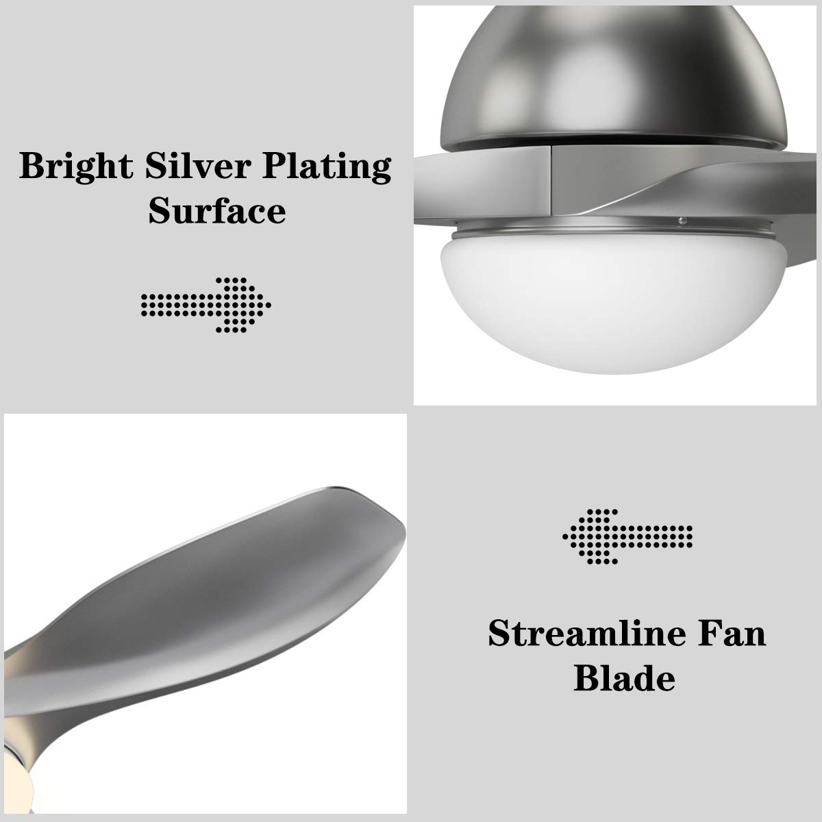 Tangkula 48-inch Modern Ceiling Fan with LED Light - Low Profile Indoor Ceiling Fan with Remote Control, Quiet Reversible Motor, 5 Speed Settings & 3 Color Temperatures - Perfect for Bedroom, Living Room & Office (Silver)