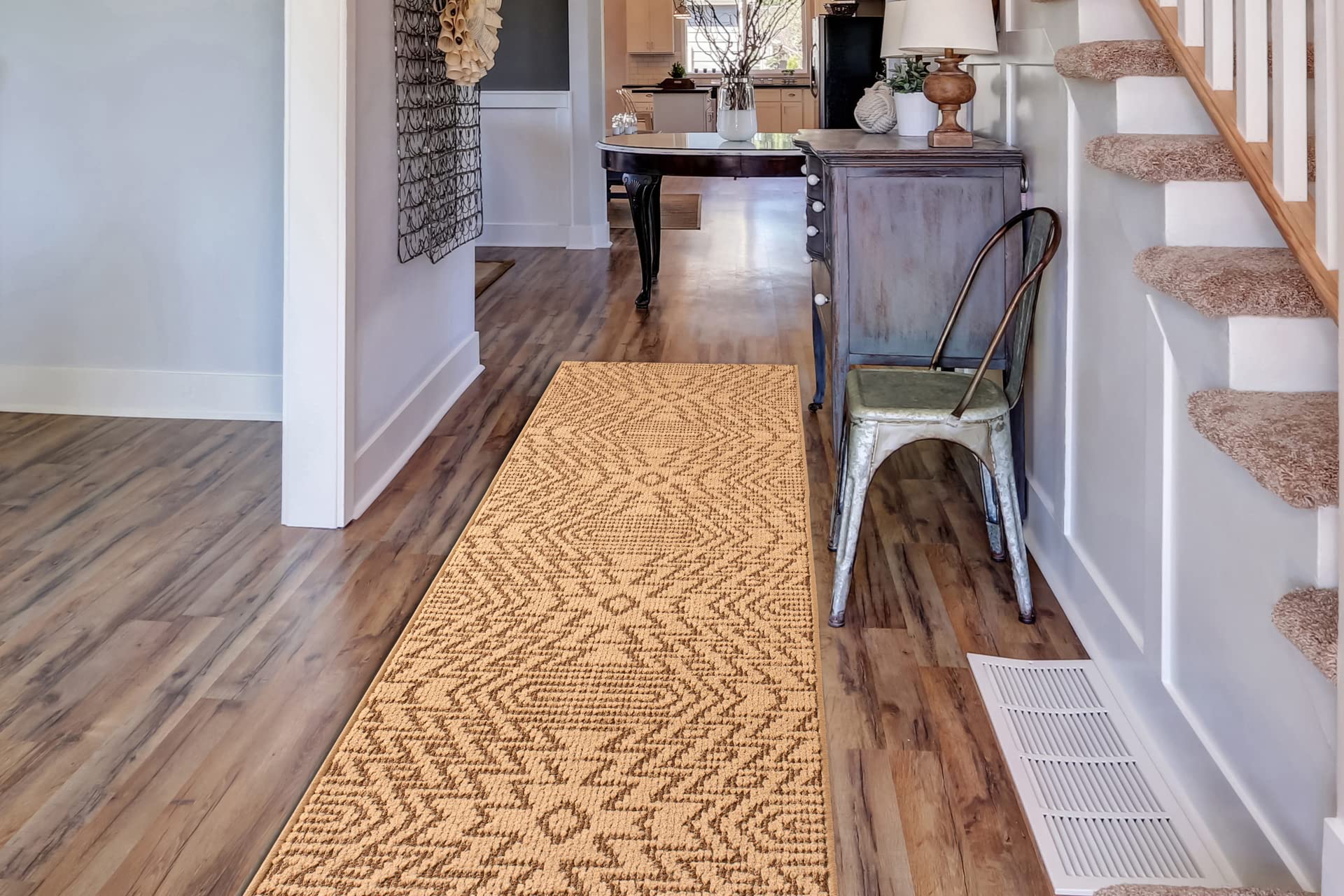 Non-Slip Aztec Tribal Southwestern Style Runner Rug - Custom Size 27