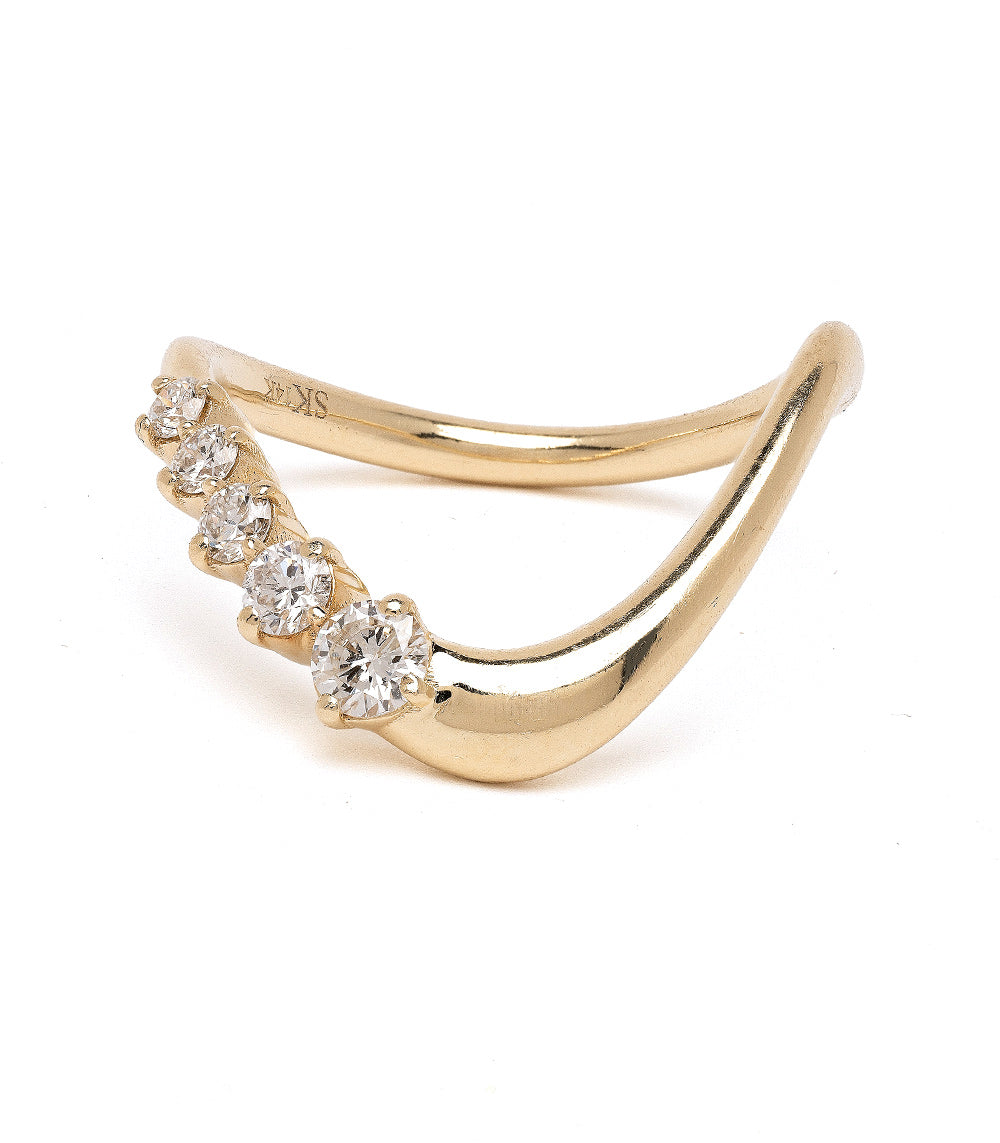 Everyday 5 Diamond Gold Wedding Band for Women – Elegant & Durable 14K Solid Gold Ring for Anniversary, Engagement, or Gift