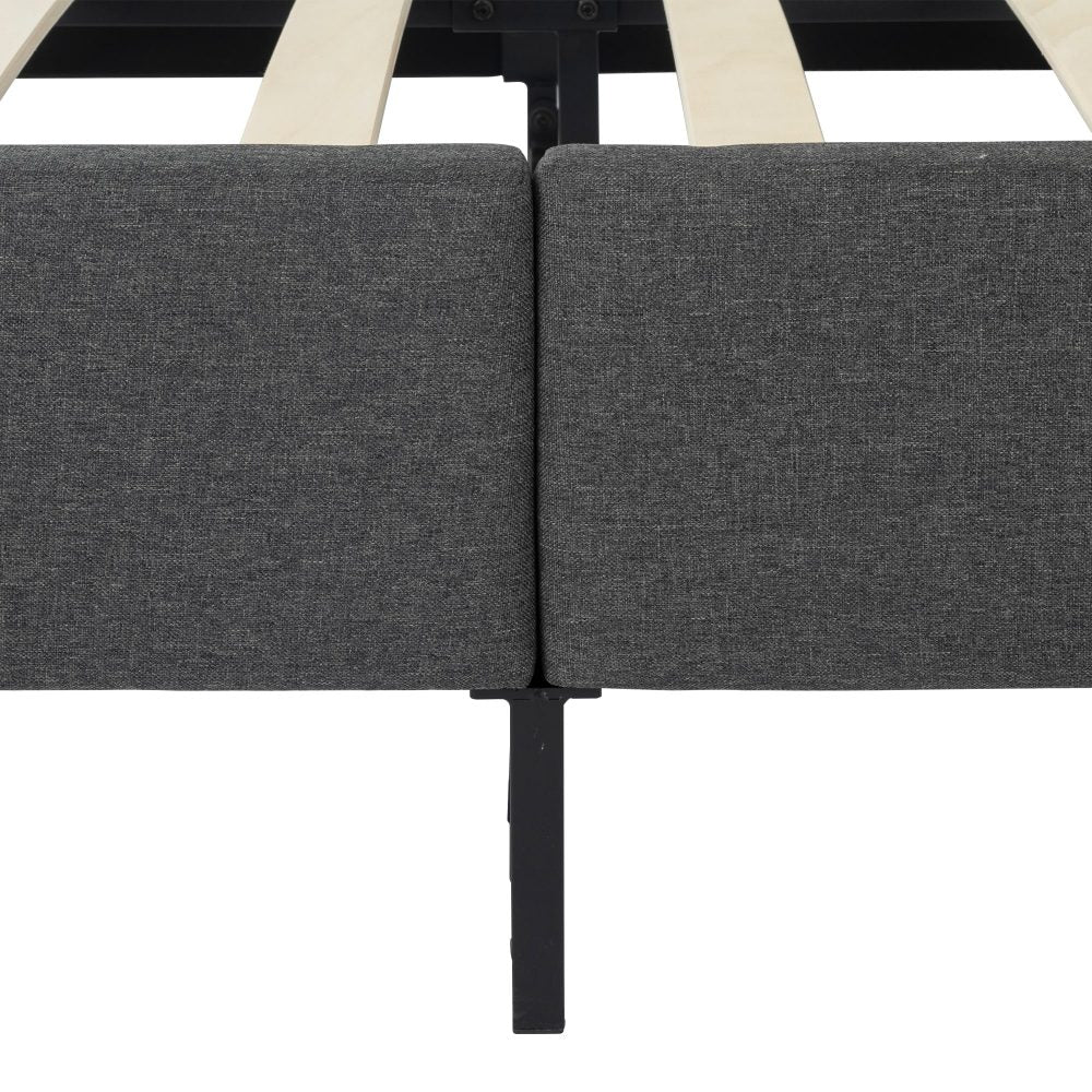 Alexandra Dark Grey Double Bed Frame - Sturdy Metal Platform Bed Base with Wooden Slats for Mattress Support | Perfect for Modern Bedrooms, Guest Rooms & Dormitories