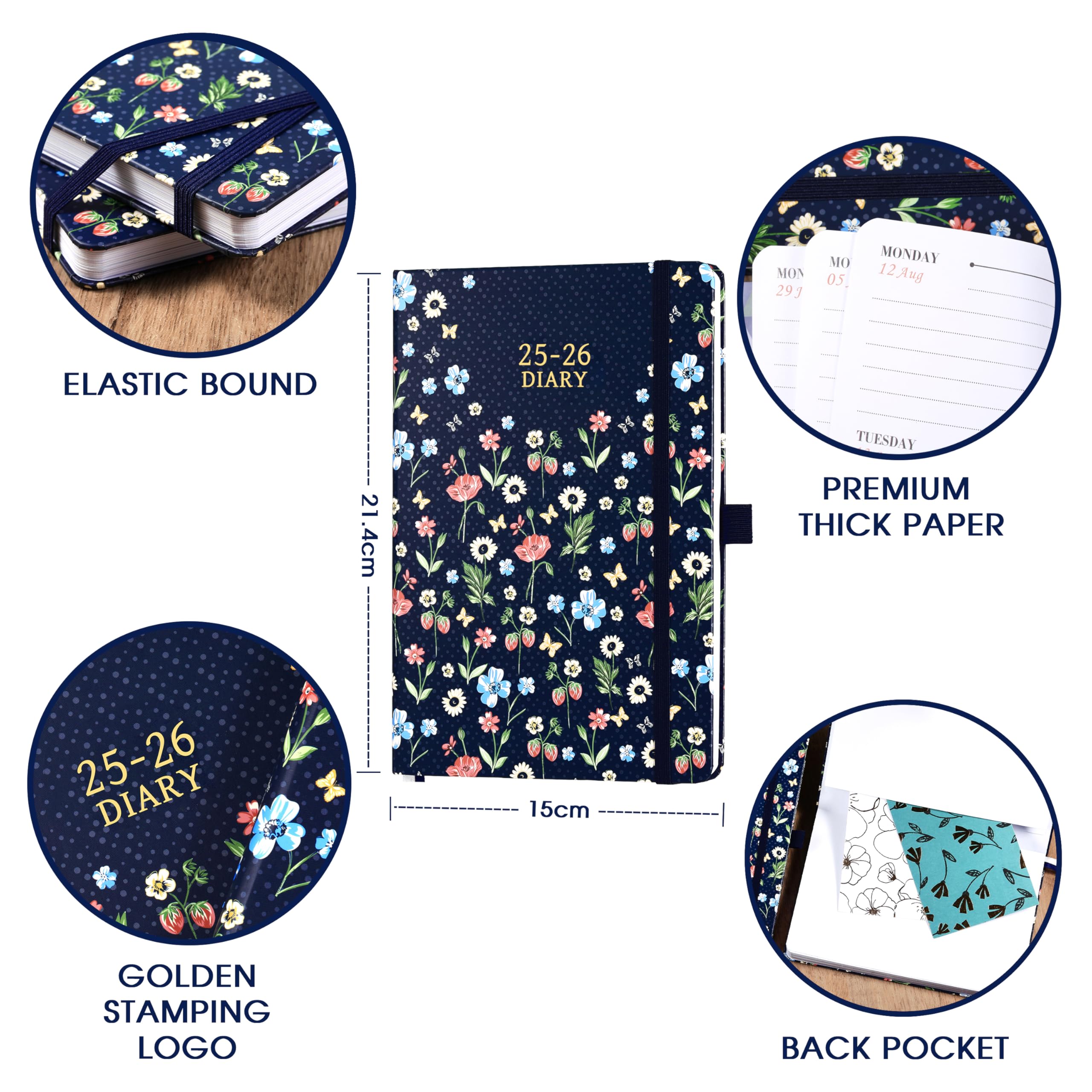 2025-2026 Academic Planner - A5 Weekly Planner with Hard Cover, Pen Loop & Back Pocket (August 2025-July 2026, 8.4