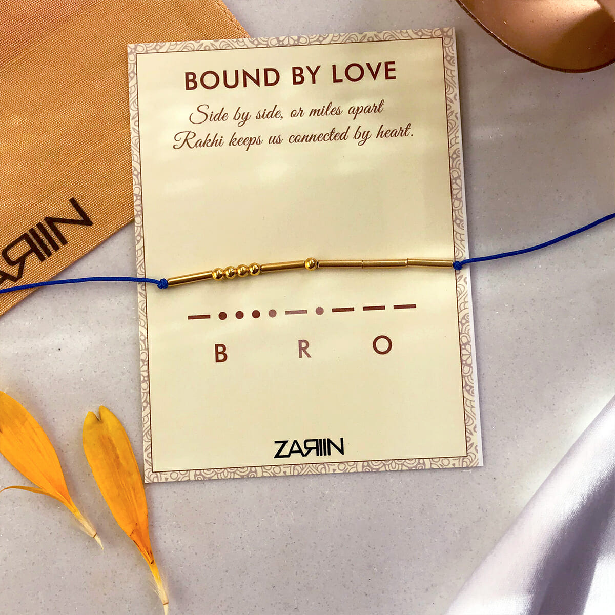 Bound To You Morse Code Blue Rakhi - Handmade Indian Friendship Bracelet for Brother Sister Bonding - Perfect for Raksha Bandhan, Siblings Day & Special Occasions