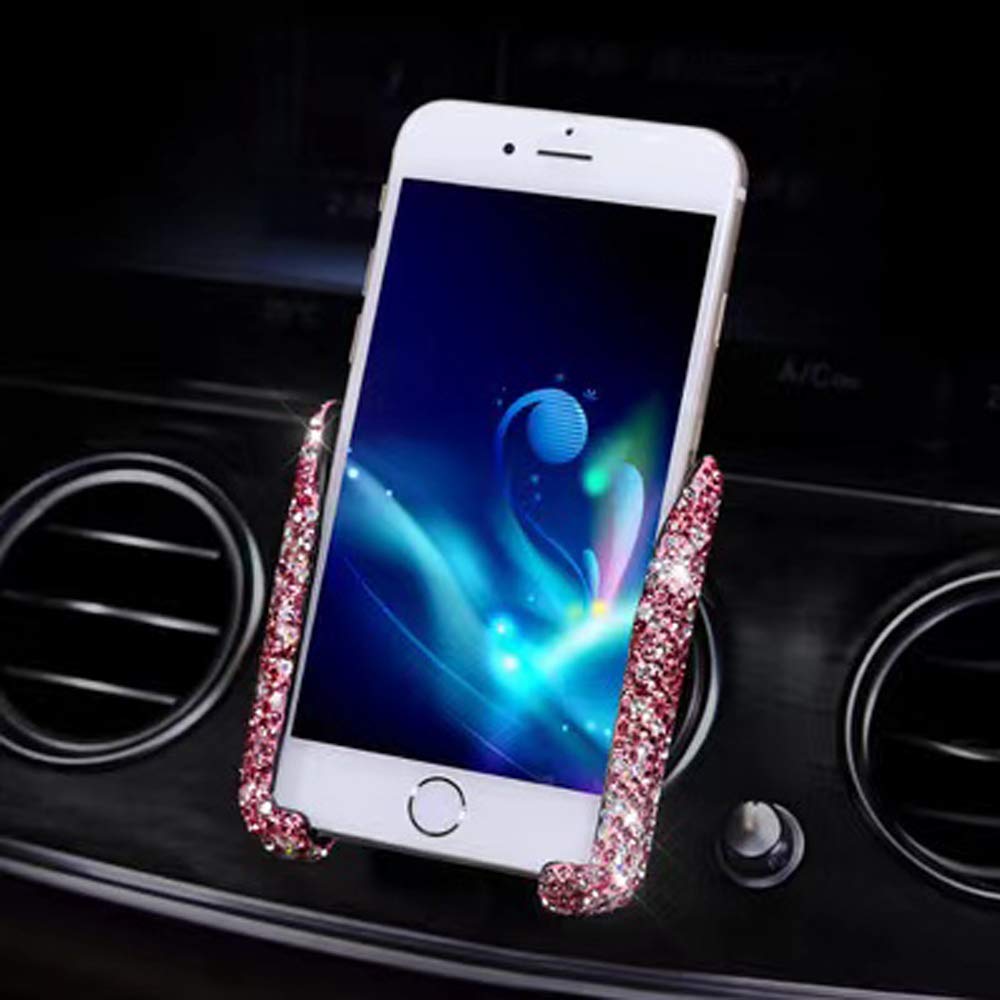 Sparkling Rhinestone Car Phone Holder - Universal Air Vent Mount for Stylish Driving