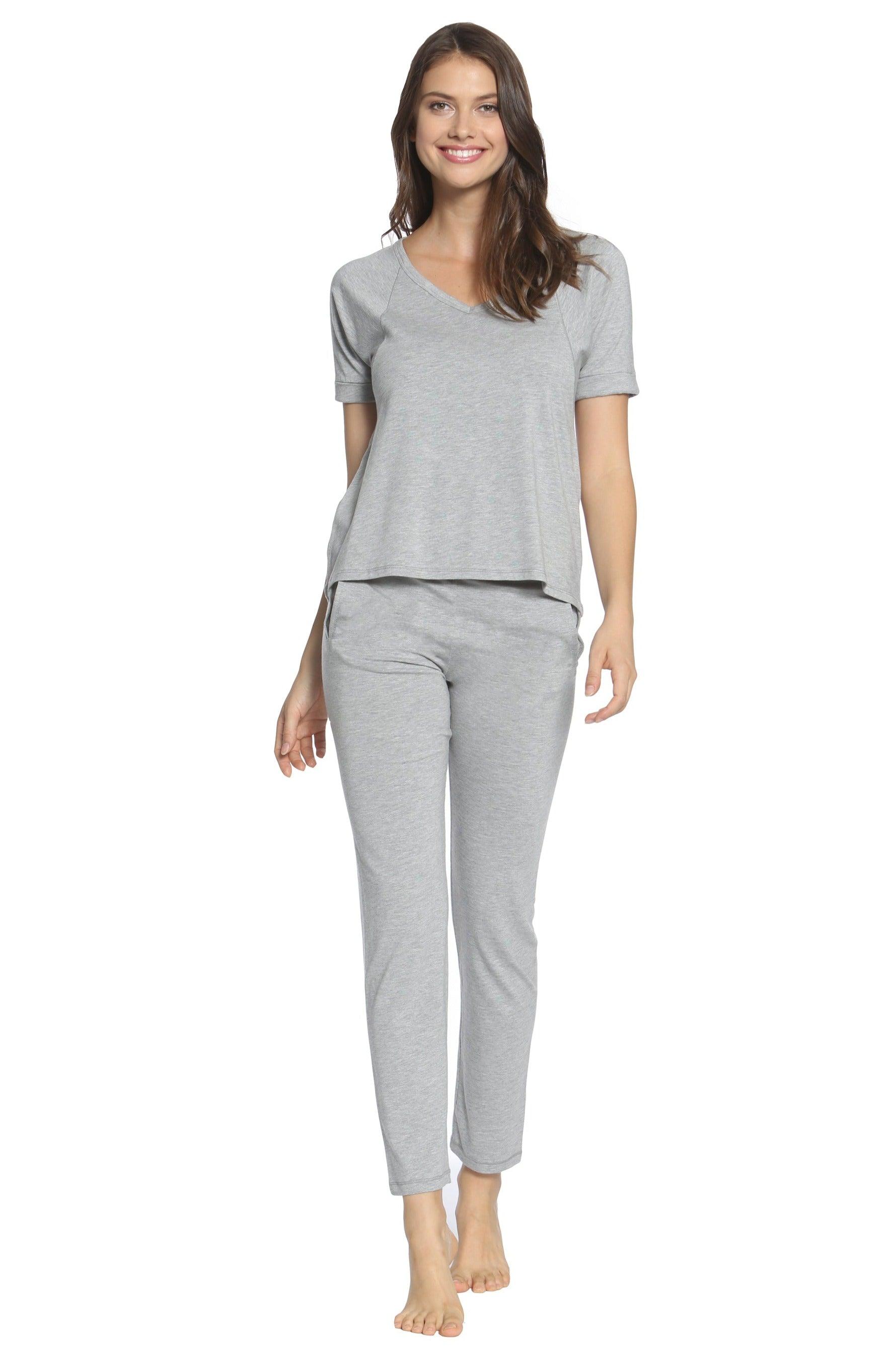 Brenda Relaxed Short Sleeve Loungewear Set - Soft Cotton Comfortable Women's Lounge Outfit for Home, Yoga & Relaxation