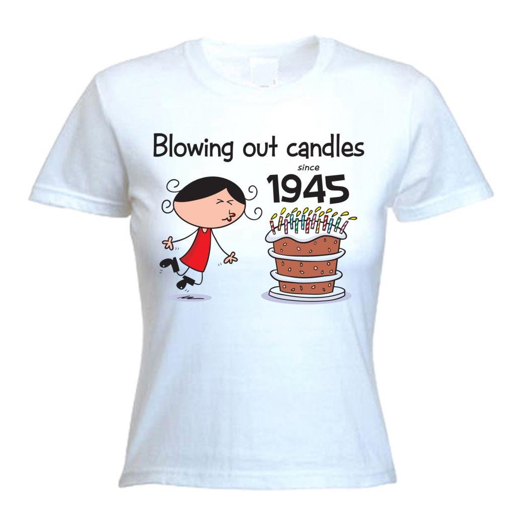 Vintage 70th Birthday T-Shirt for Women - 'Blowing Out Candles Since 1945' Funny Birthday Gift Idea - Perfect for Milestone Celebrations & Party Outfits
