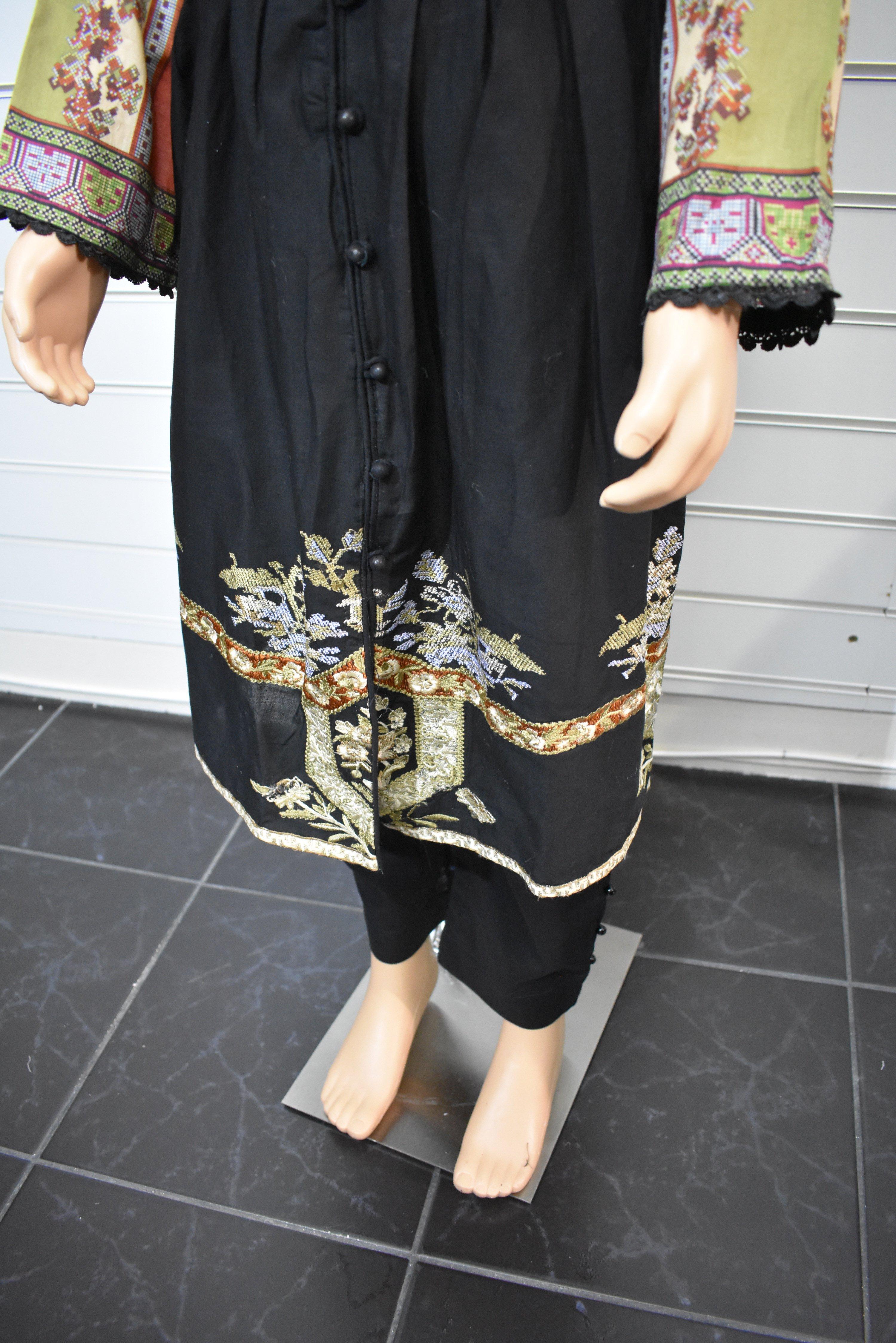 Ethnic Embroidered Kids Peplum Dress with Pearl Detail Pants - Perfect for Birthday Parties & Special Occasions