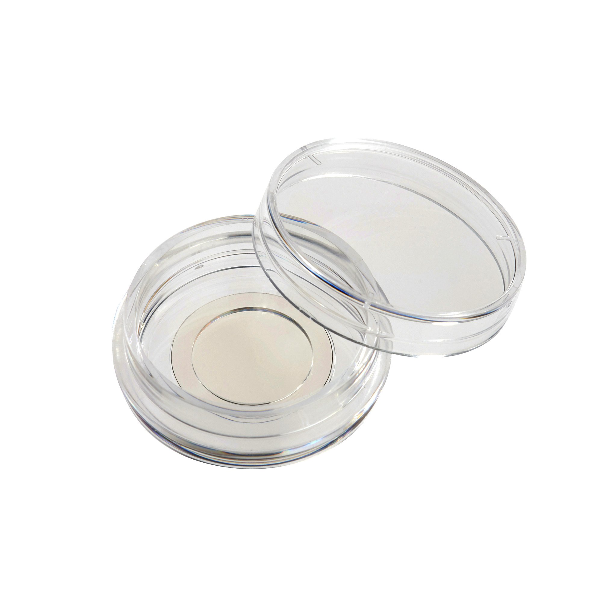 CELLTREAT 229632 Sterile 30mm x 10mm Tissue Culture Treated Dish with 15mm Glass Bottom - Polystyrene/Glass (Pack of 50) for Cell Culture, Microscopy & Biomedical Research
