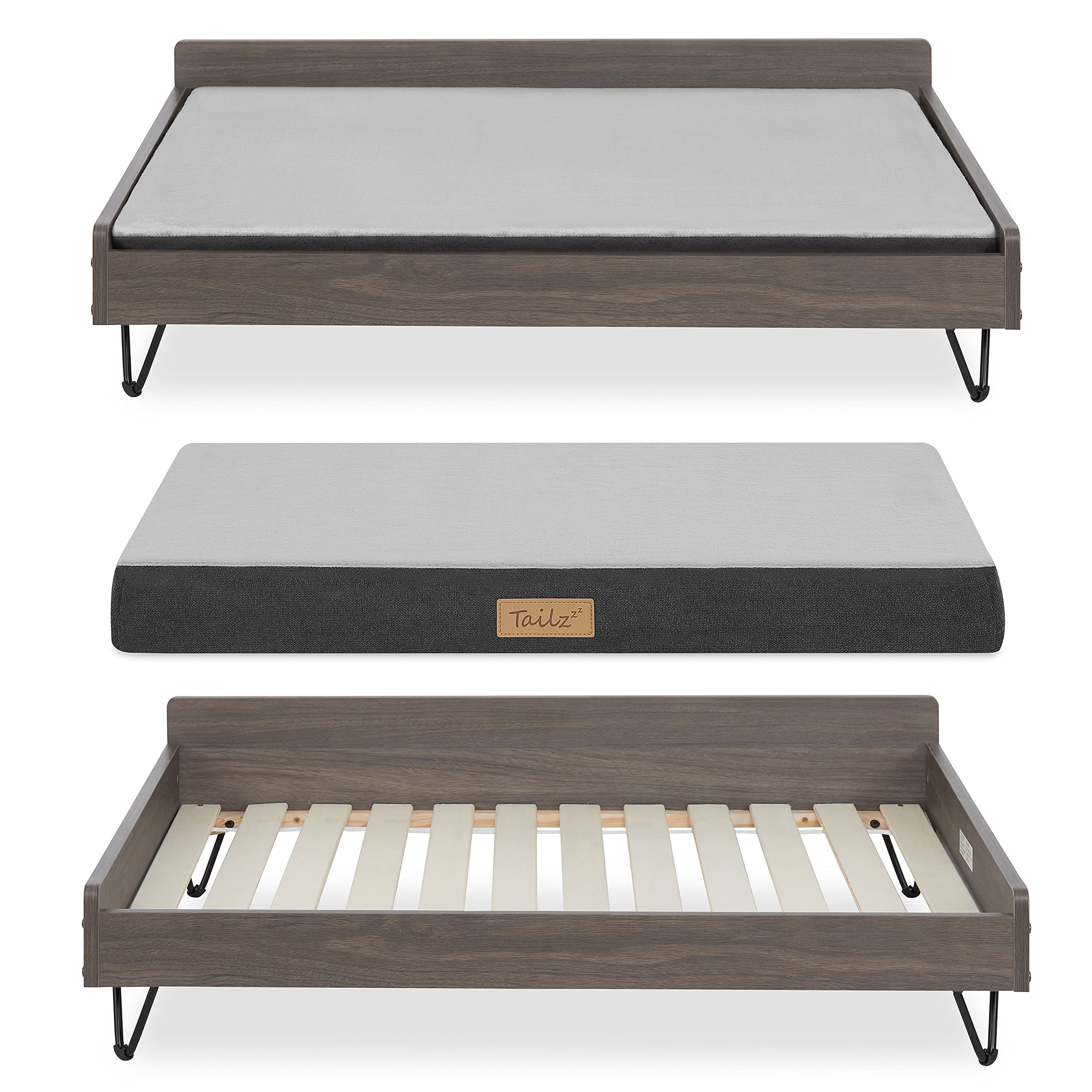 Premium Elevated Wooden Dog Bed & Couch with Water-Resistant Calming Mattress - Large to XL Size, Greenguard Gold Certified Pet Furniture for Indoor/Outdoor Use - Perfect for Living Rooms, Patios & Bedrooms