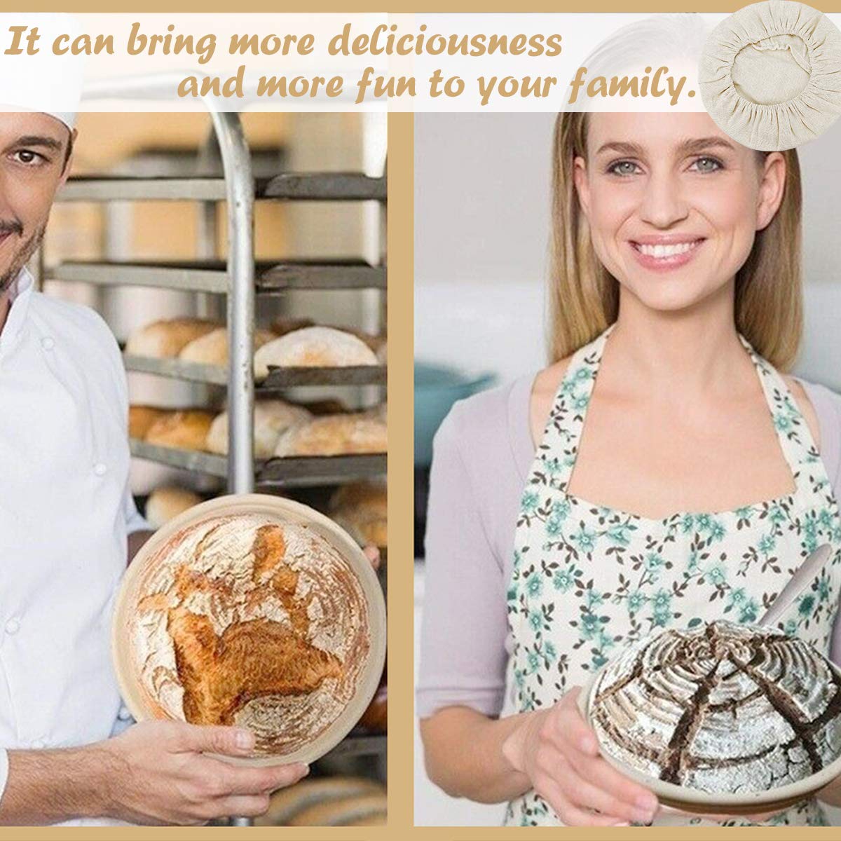 7-Pack 9 Inch Round Banneton Bread Proofing Baskets with Natural Rattan Liners - Professional Sourdough Dough Rising Baskets for Home Bakers & Artisan Bread Making | Perfect for Sourdough, Artisan Loaves, and Homemade Bread Baking
