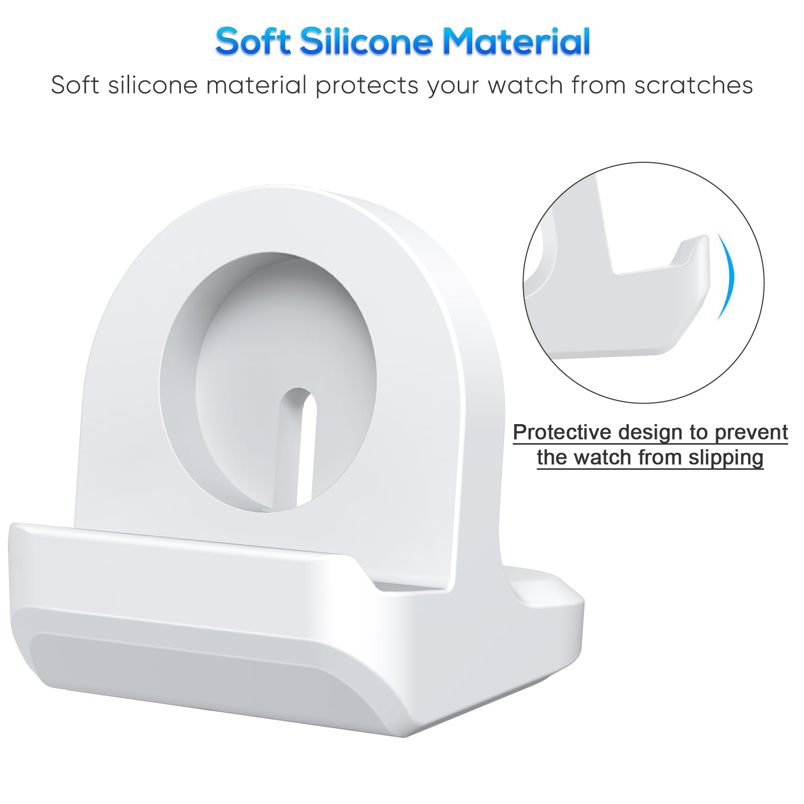 Samsung Galaxy Watch Stand - Universal Charging Dock for Watch 7 40mm/44mm, Watch Ultra, Watch 6 Classic, Watch 5 & 5 Pro - Non-Slip Silicone Holder (White) | Perfect for Nightstand, Office Desk & Travel | Charger Cable Not Included