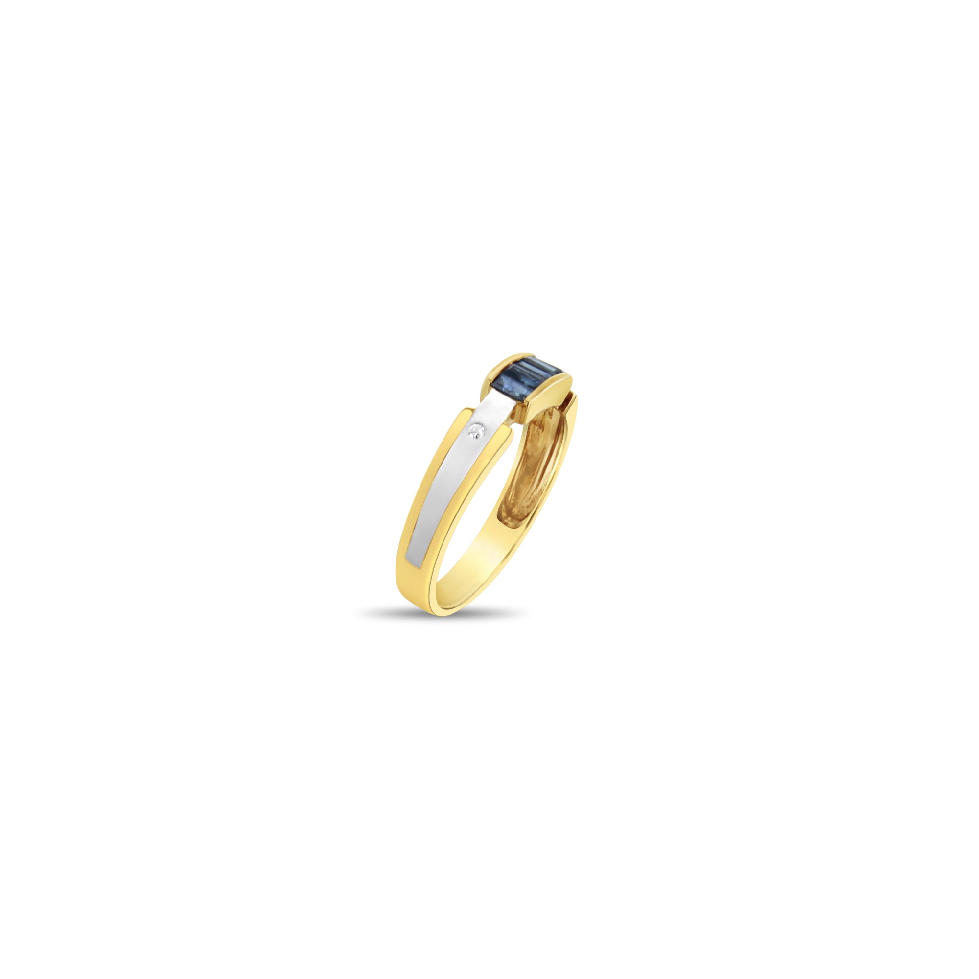 Elegant Sapphire Multi-Toned Gold Ring with Satin Finish – Perfect for Weddings, Anniversaries & Special Occasions