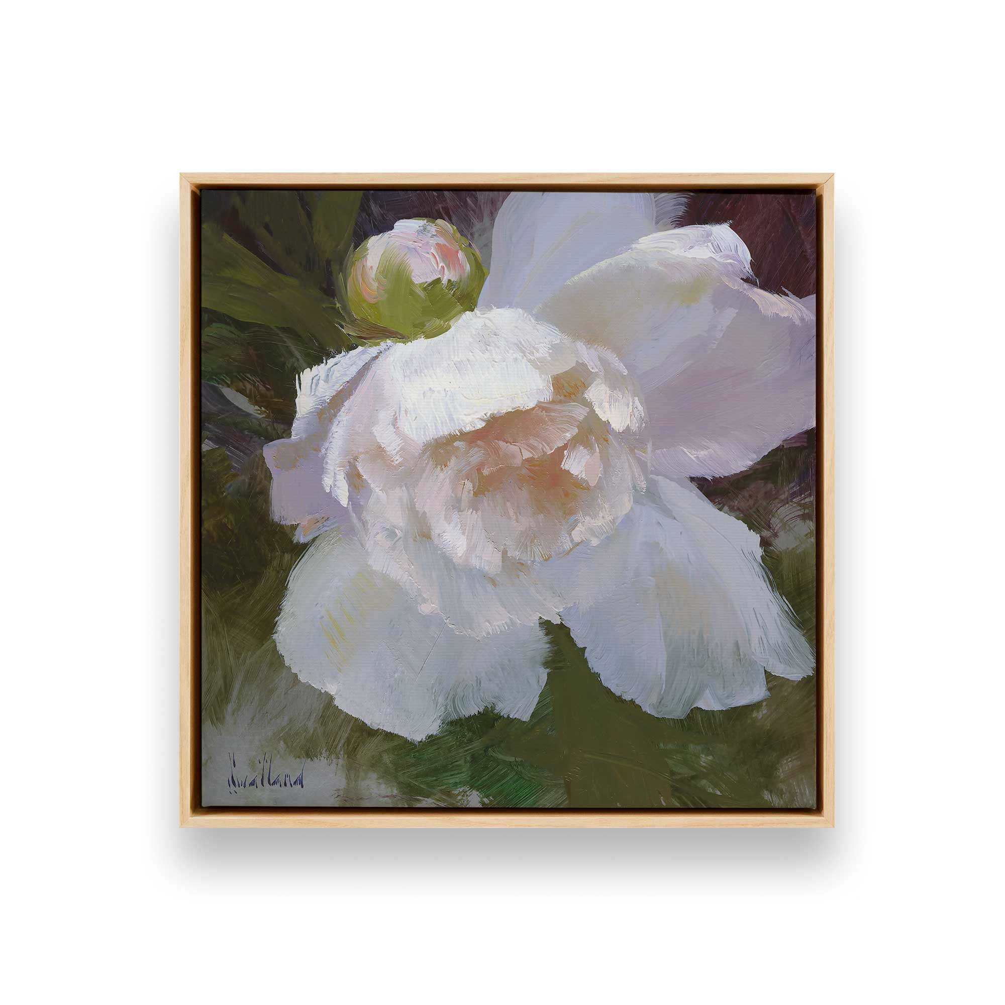 Elegant White Peony Flower Canvas Wall Art - Set of 2 Framed Prints for Home Decor | Perfect for Living Room, Bedroom & Office
