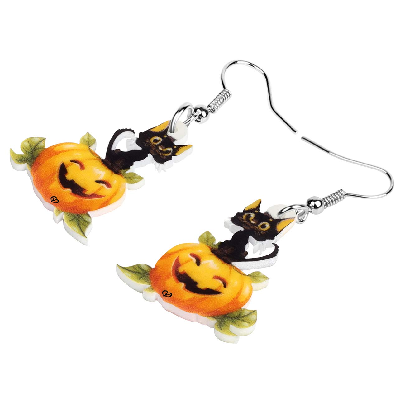 NEWEI Acrylic Halloween Cute Black Cat Earrings - Drop Dangle Jewelry for Women, Girls, Teens - Party, Cosplay, Gift Giving, Costume Accessories