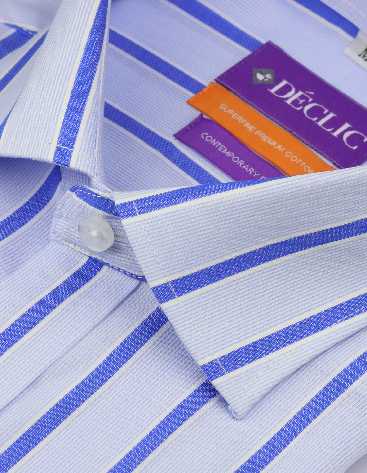 DÉCLIC Bateman Stripe Shirt for Men - Classic Blue Casual Button Down Shirt | Office Wear, Date Night & Business Casual Outfits