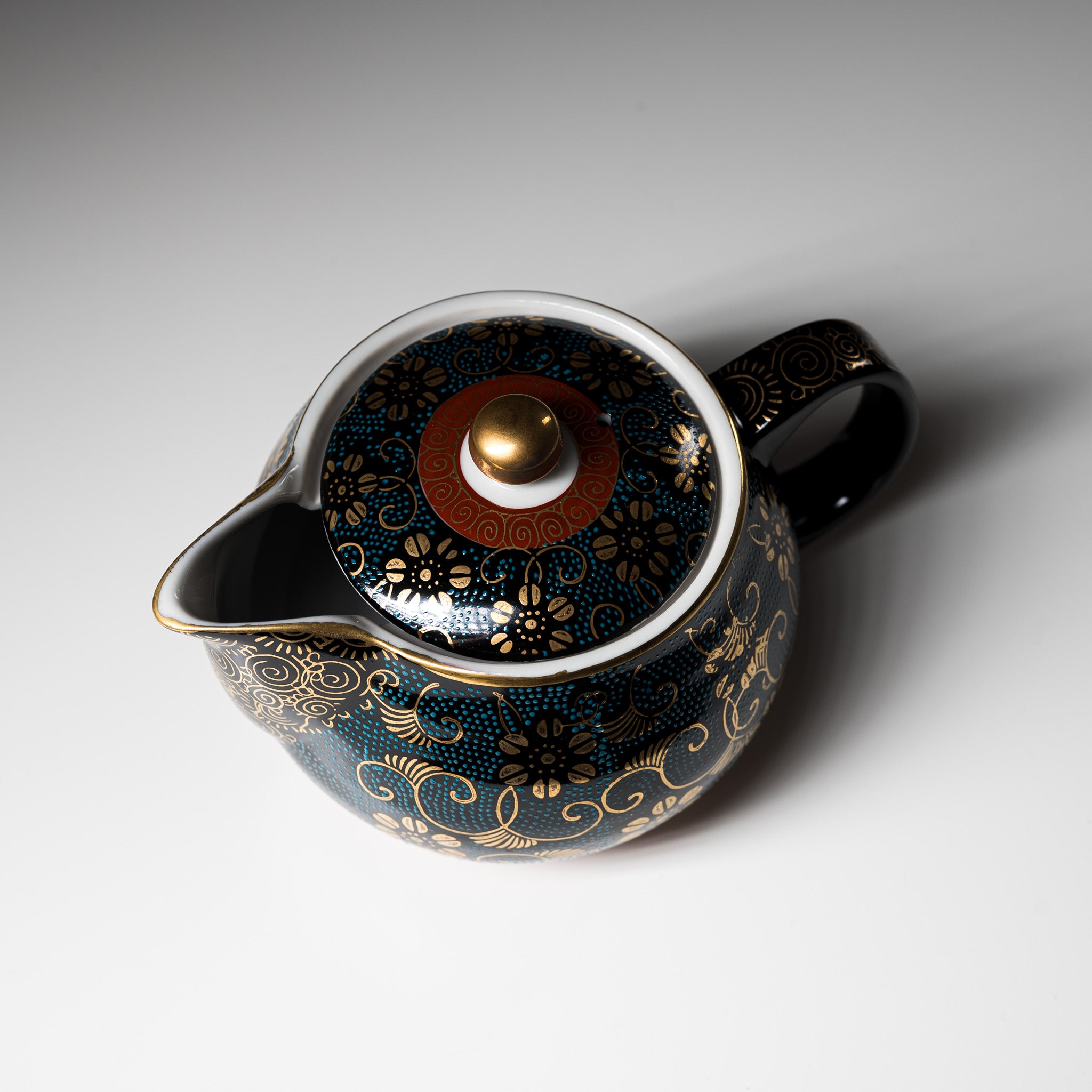 Kutani Ware Single Tea Pot - Aochibu Design 360ml | Japanese Ceramic Teapot for Green Tea & Herbal Infusions | Perfect for Tea Ceremonies & Home Brewing