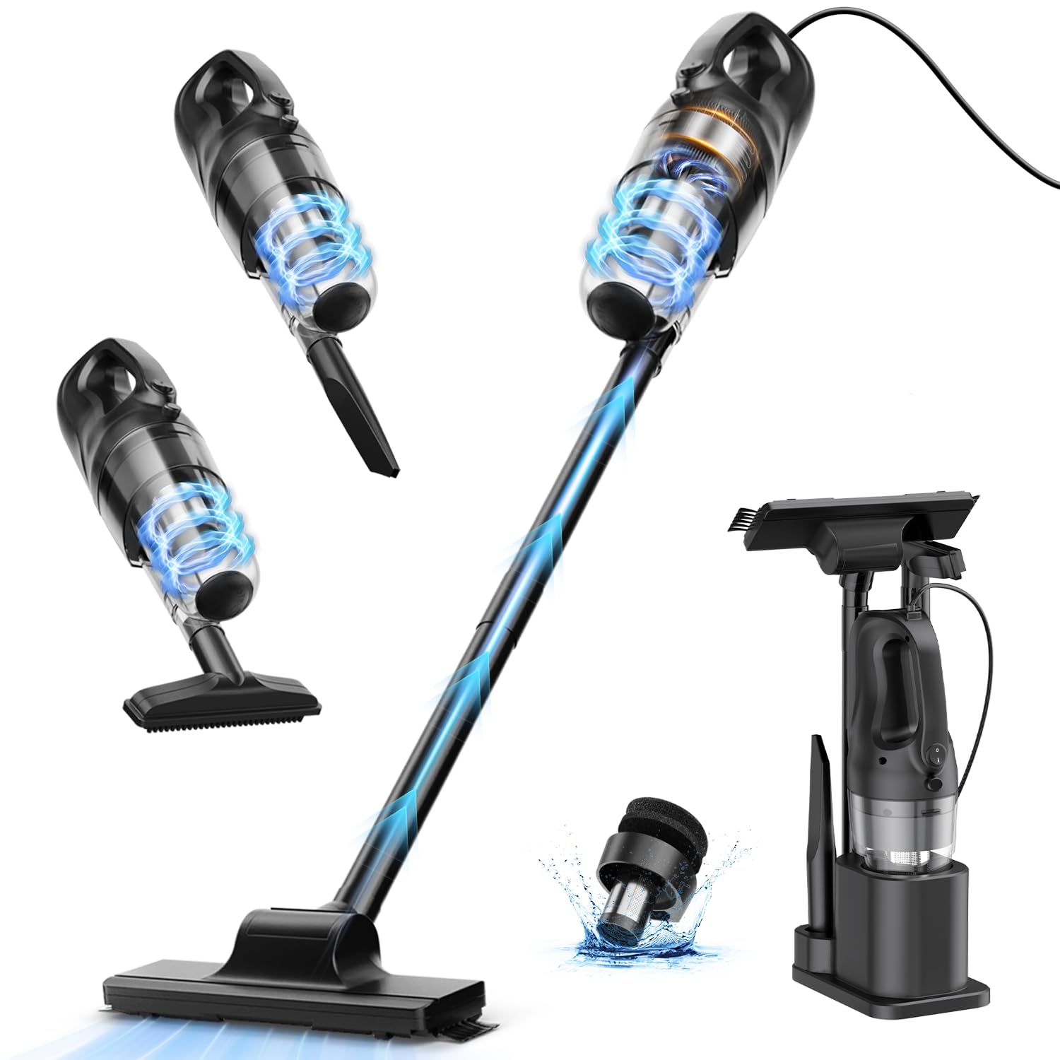 20KPa Powerful Suction Ultra-Light Stick Vacuum Cleaner - Cordless for Hard Floors & Pet Hair | Ideal for Home Cleaning, Car Interiors & Pet Owners