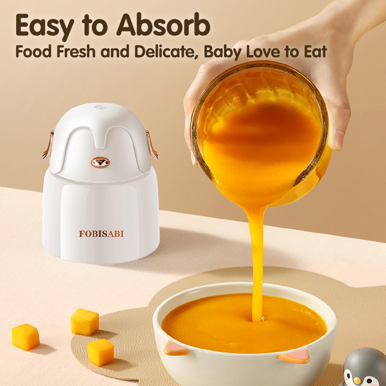 Baby Food Maker & Blender for Fruits, Veggies, Meat - Puree Maker for Healthy Baby Meals (CA White) - Perfect for Homemade Baby Food Prep
