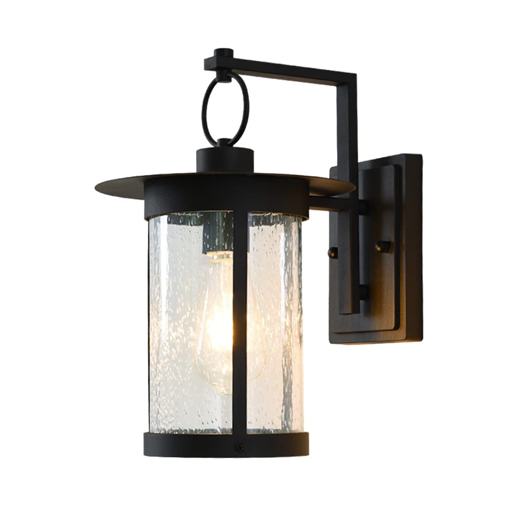 13.3 Inch Industrial Outdoor Wall Lights - Black/Bronze Finish Wall Sconce with Raindrop Glass Shade | Waterproof Exterior Lighting for House, Garage, Porch, Patio & Garden | Durable Weatherproof Wall Lantern for Outdoor Spaces