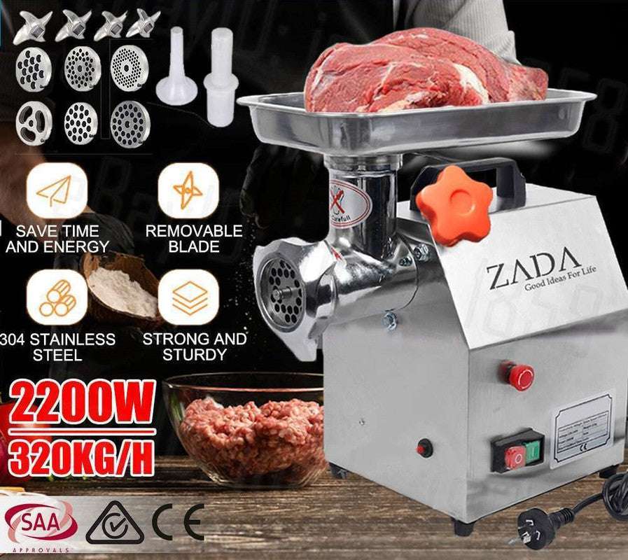 1.63HP Commercial Electric Meat Grinder & Sausage Stuffer - 1200W Heavy Duty Mincer for Butcher Shop, Restaurant & Home Kitchen Use - Perfect for Ground Beef, Sausage Making & Food Processing