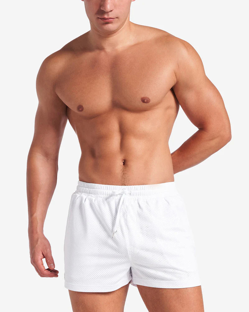 Teamm8 S.S.C 3 Mesh Short White - Breathable Athletic Shorts for Men, Running, Gym & Workout - Lightweight Quick-Dry Sports Shorts for Training & Casual Wear