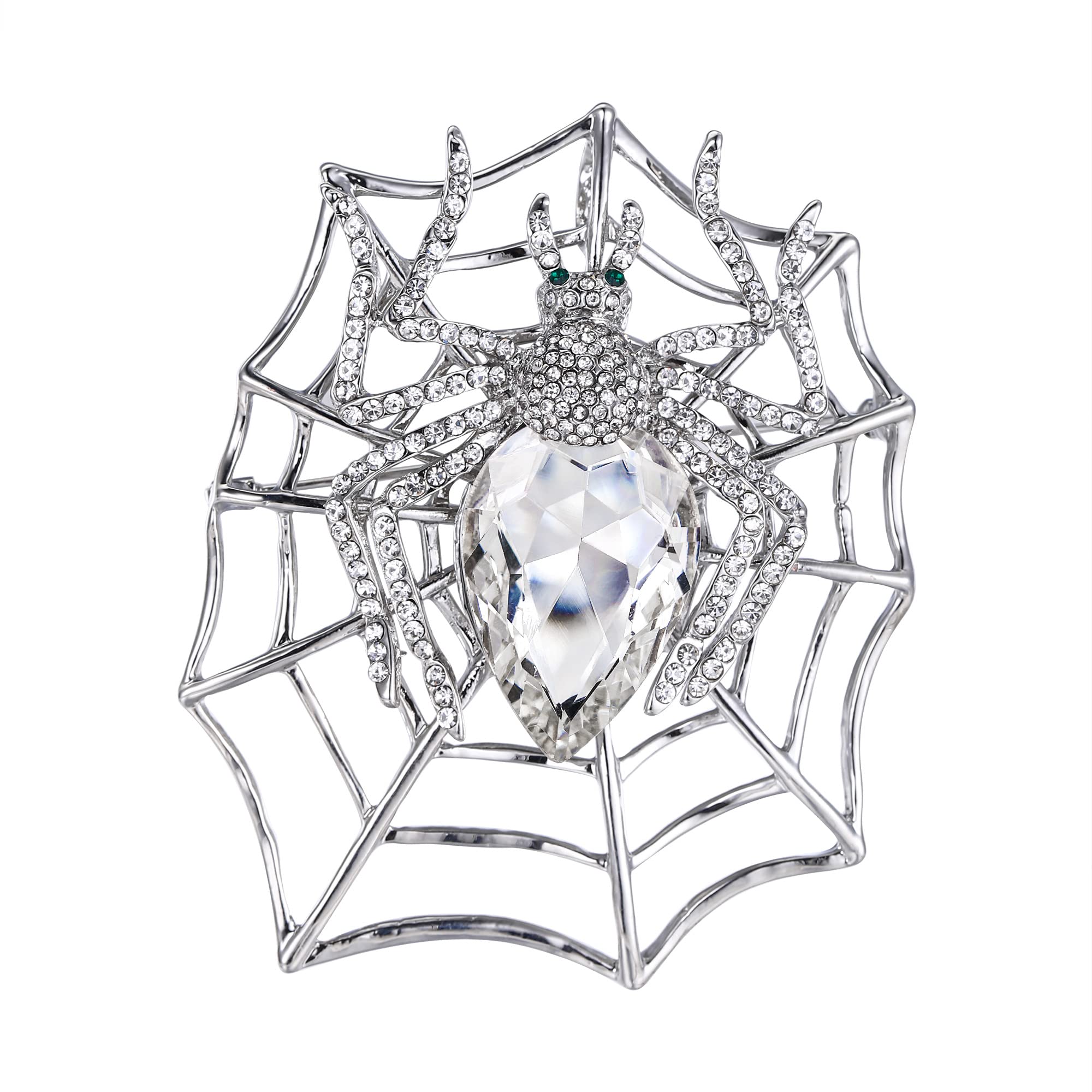 EVER FAITH Rhinestone Spider Brooch - Halloween Jewelry for Costumes & Parties
