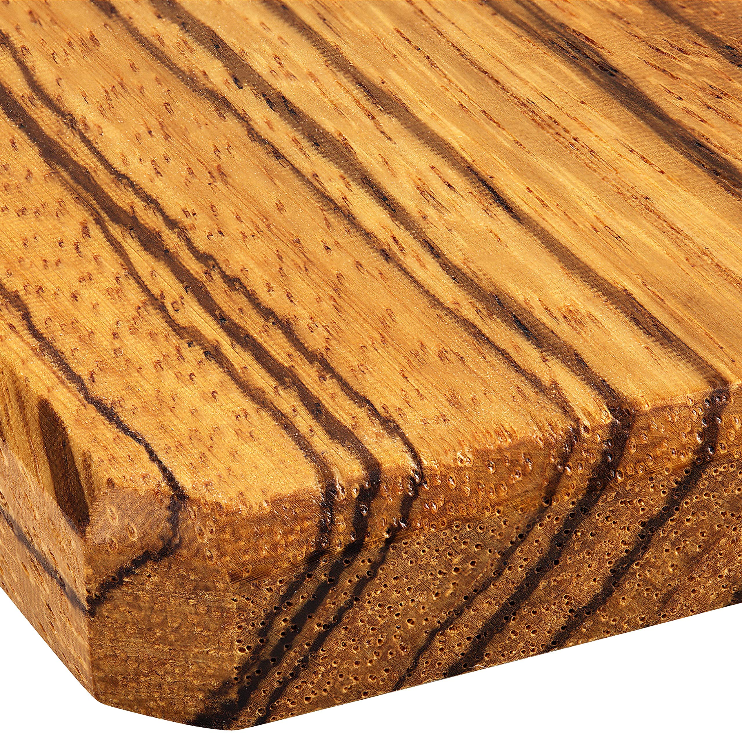 Premium Exotic Tiger Edge Grain Wood Coasters Set of 4 - Luxury Table Protectors for Coffee, Beer & Drinking Glasses (3.5” x 3.5” x 0.5”) - Handcrafted in USA - Perfect for Home Bars, Coffee Tables & Dining Room Decor