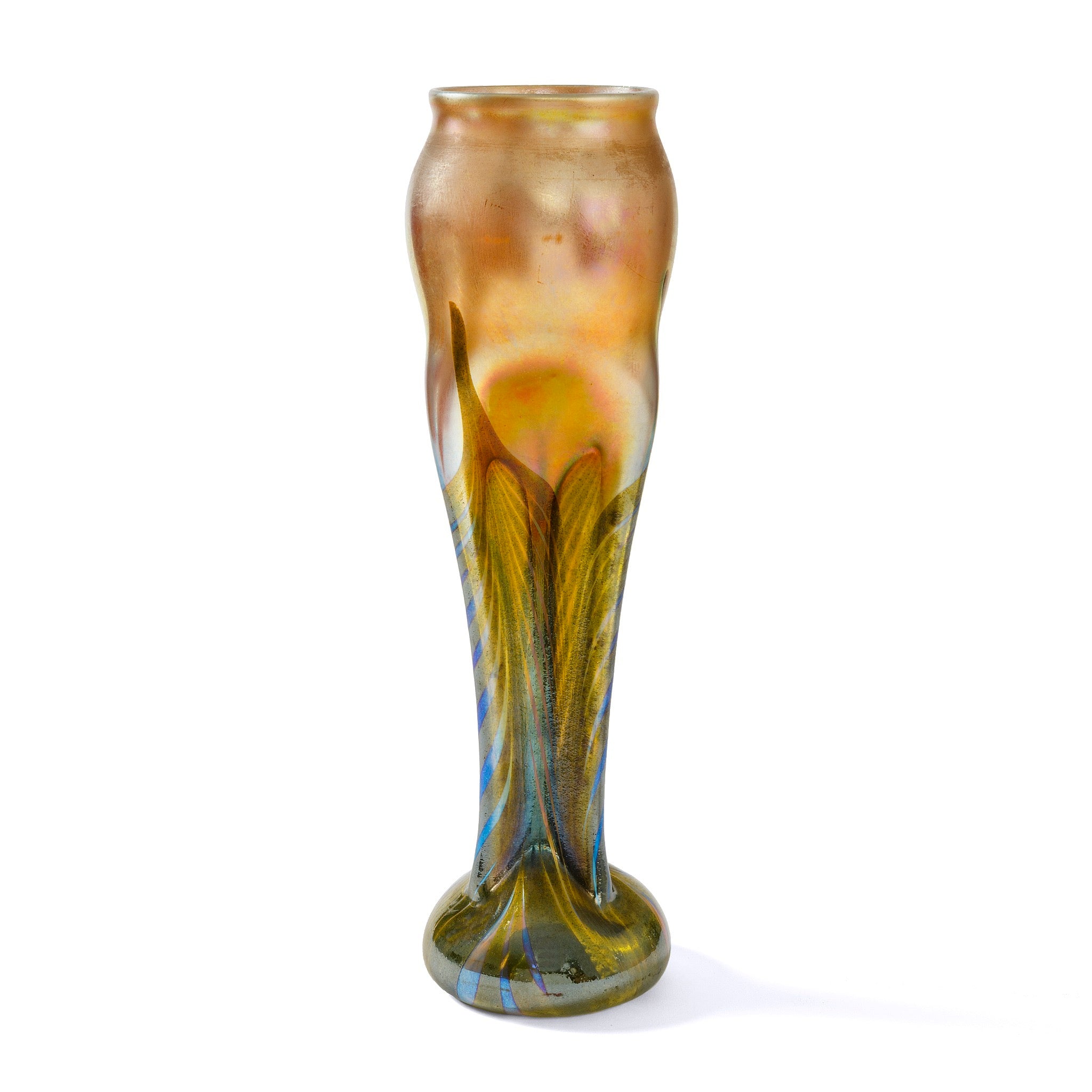 Tiffany Studios New York Pulled Feather Vase - Handcrafted Art Glass Vase for Home Decor, Wedding Centerpiece & Luxury Gift