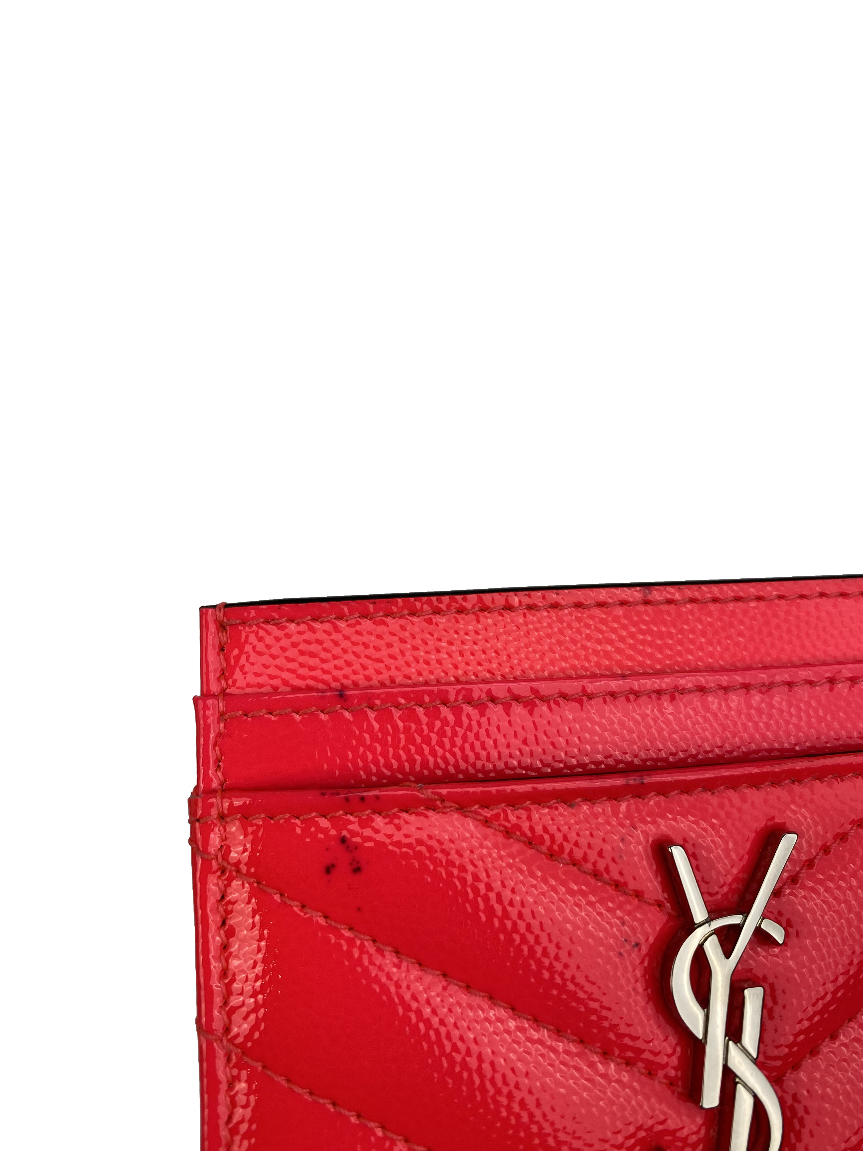 Saint Laurent Neon Pink Leather Card Holder - Slim RFID Blocking Wallet for Women & Men | Perfect for Everyday Use, Travel & Gift Giving