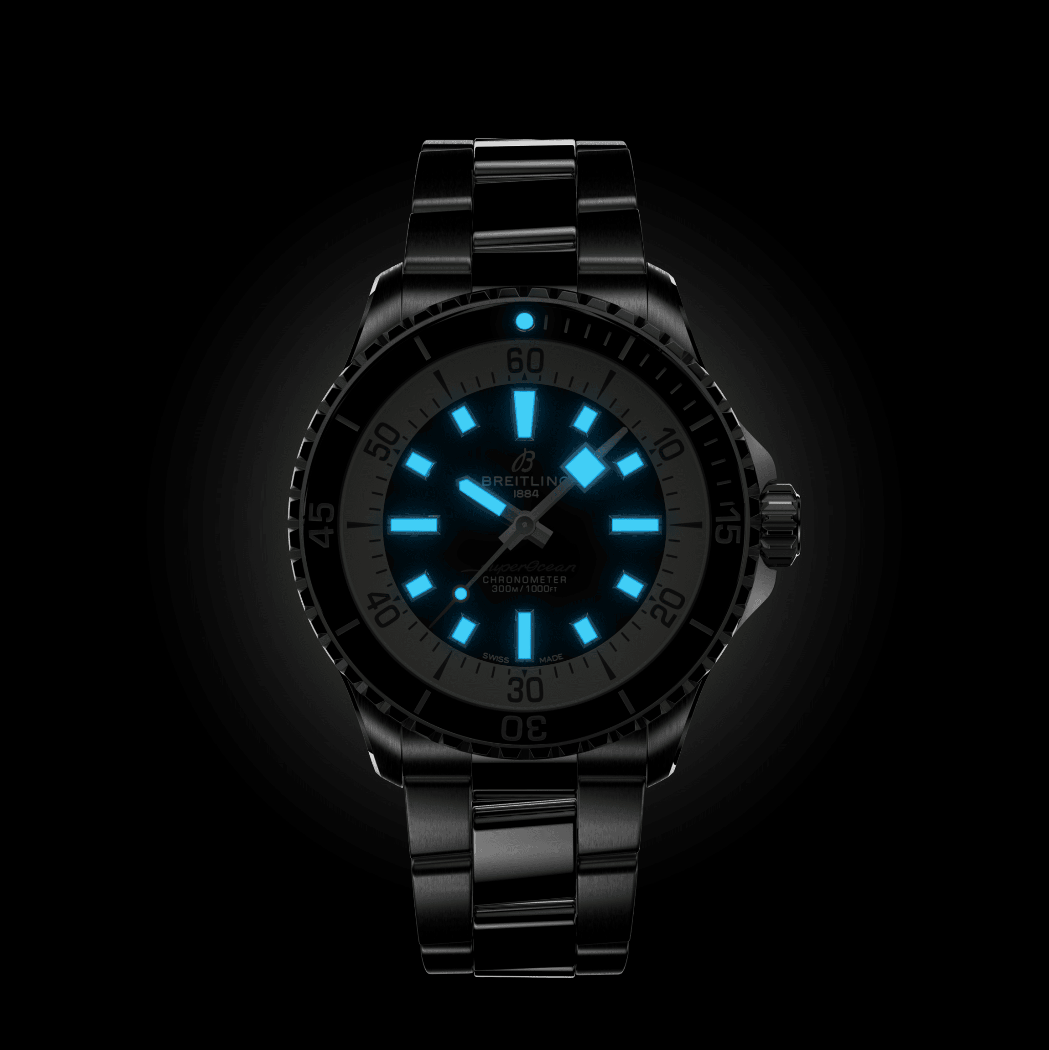 Superocean Automatic 42mm Men's Dive Watch - Black Dial with Stainless Steel Bracelet - Waterproof Luxury Timepiece for Scuba Diving, Swimming & Everyday Wear