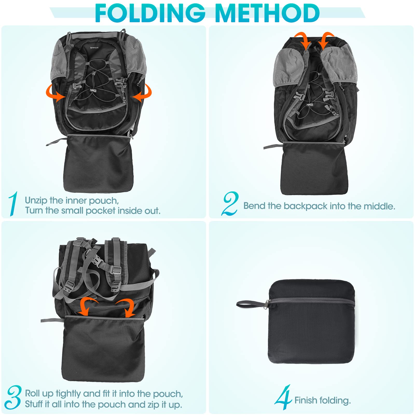 RAINSMORE 40L Waterproof Hiking Backpack - Lightweight Packable Camping Backpack for Men & Women - Perfect for Outdoor Travel, Hiking, Camping & Day Trips