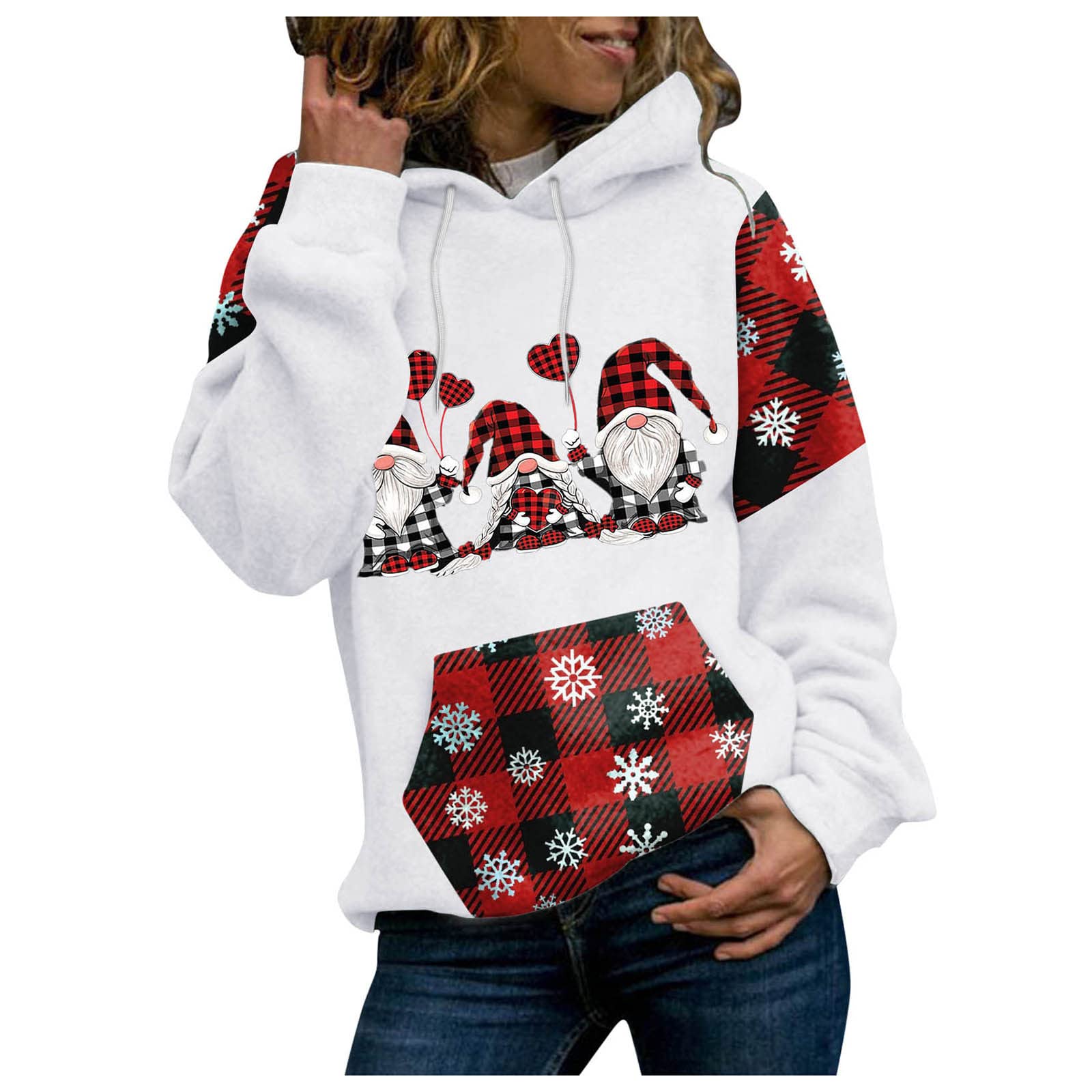 Vintage Funny Graphic Christmas Sweater for Women - Lightweight Long Sleeve Pullover Crewneck Jumper (White, Size S) | Holiday Party, Family Gathering, Office Christmas Outfit
