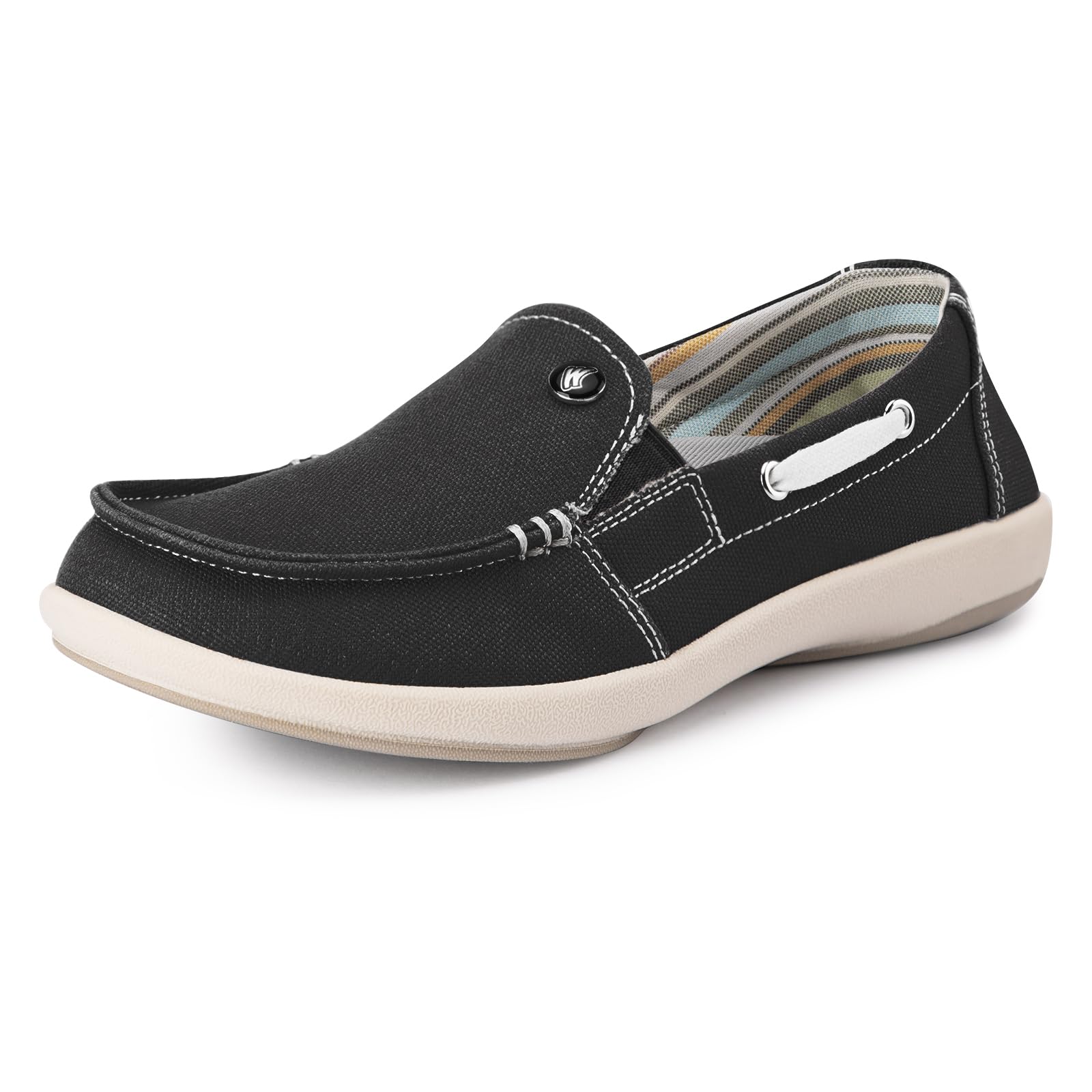 Women's Slip-On Loafers - Comfortable Boat Shoes with Arch Support for Plantar Fasciitis - Breathable Canvas Sneakers for Walking, Work & Everyday Wear
