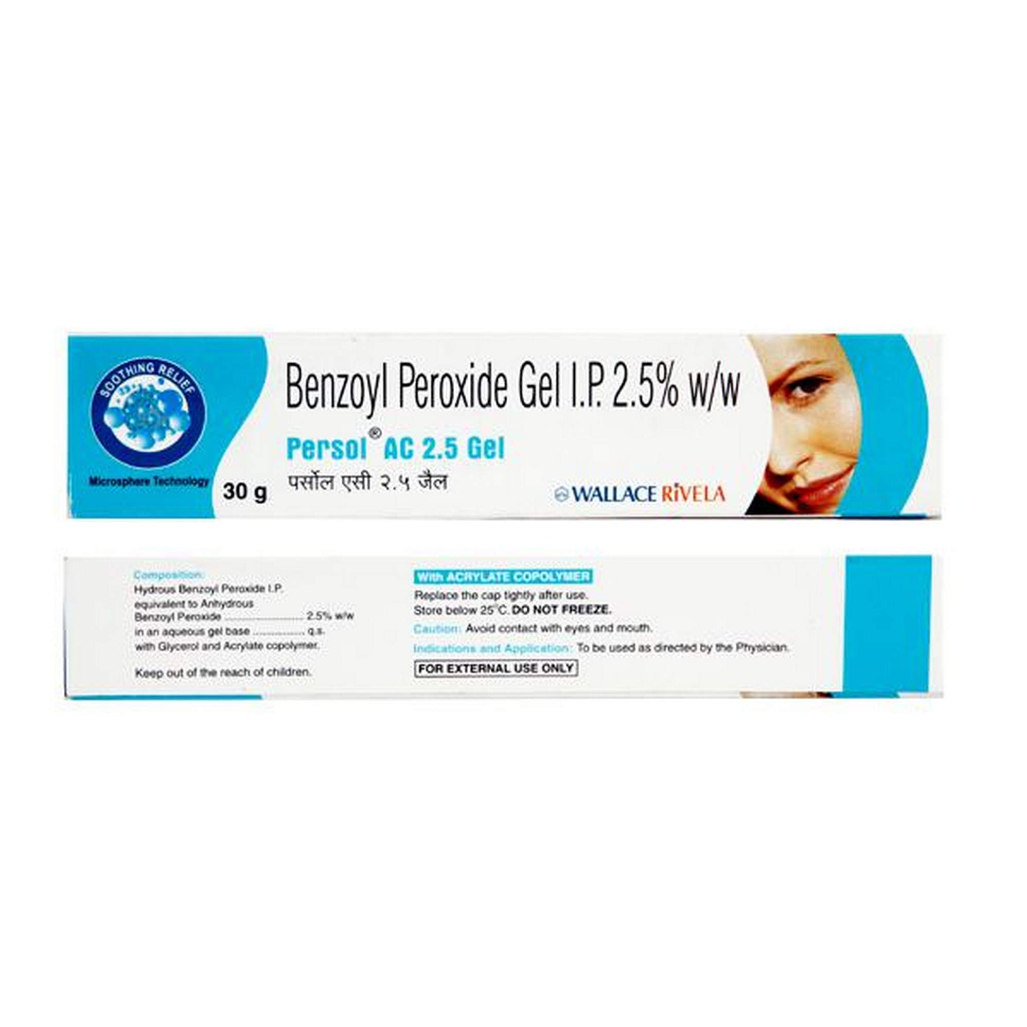 Persol AC 2.5 - 30g Acne Treatment Gel for Face & Body | Fast-Acting Spot Treatment for Pimples, Blackheads & Breakouts | Dermatologist Recommended for Clear Skin | Perfect for Daily Skincare Routine & Travel