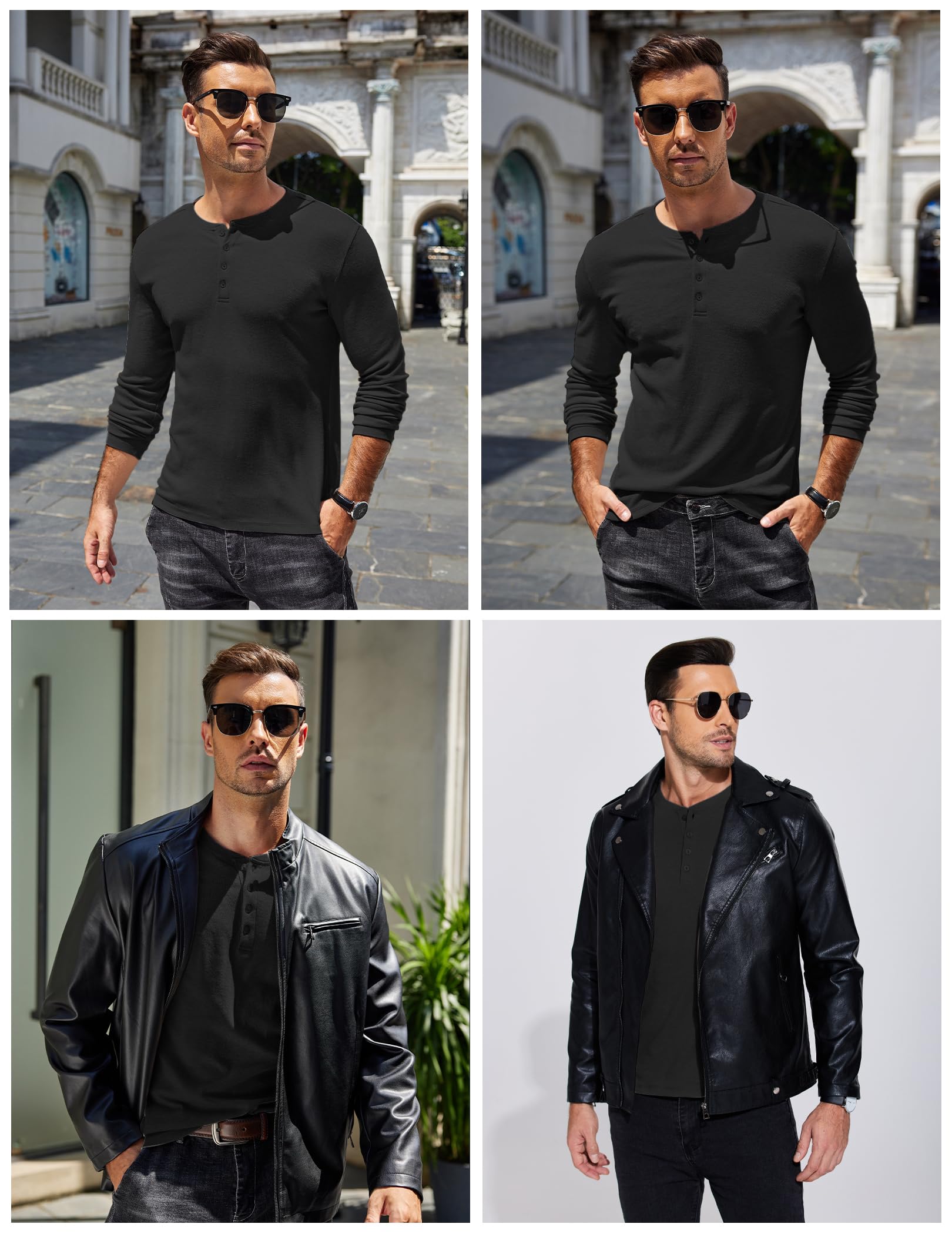 COOFANDY Men's Slim Fit Long Sleeve Henley Shirt with 4 Buttons - Casual Basic Pullover Top for Everyday Wear, Date Night & Outdoor Activities