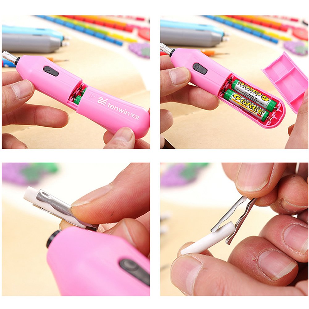 Portable Electric Eraser Pen with 10 Refillable Eraser Cores - Perfect for Artists, Students, Sketching & Painting | Correction Tape & Whiteout for Art Projects, School Work & Office Use