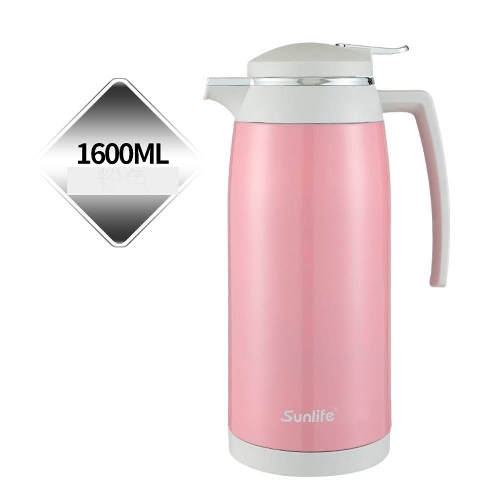 Stainless Steel Vacuum Insulated Coffee Carafe 1.6L - Thermal Flask for Coffee, Tea & Hot Water - Double Wall Insulation Keeps Beverages Hot/Cold for Hours - Perfect for Office, Home, Camping & Travel (Pink)