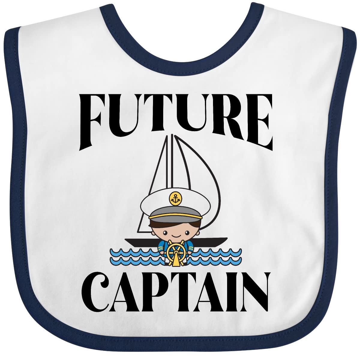 Inktastic Adorable Baby Boy Sailing Captain Outfit - Soft Cotton Bib for Newborns & Infants - Perfect for Feeding, Playtime & Photo Shoots