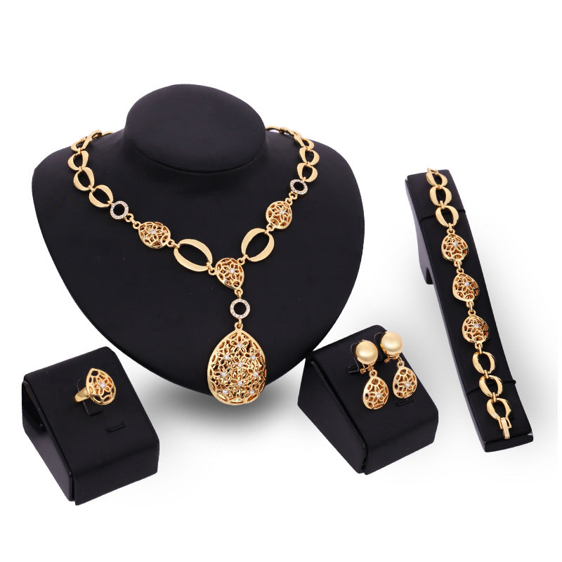 Stylish 4-Piece Jewelry Set - Necklace, Earrings, Bracelet & Ring for Women | Perfect for Parties, Weddings & Everyday Wear