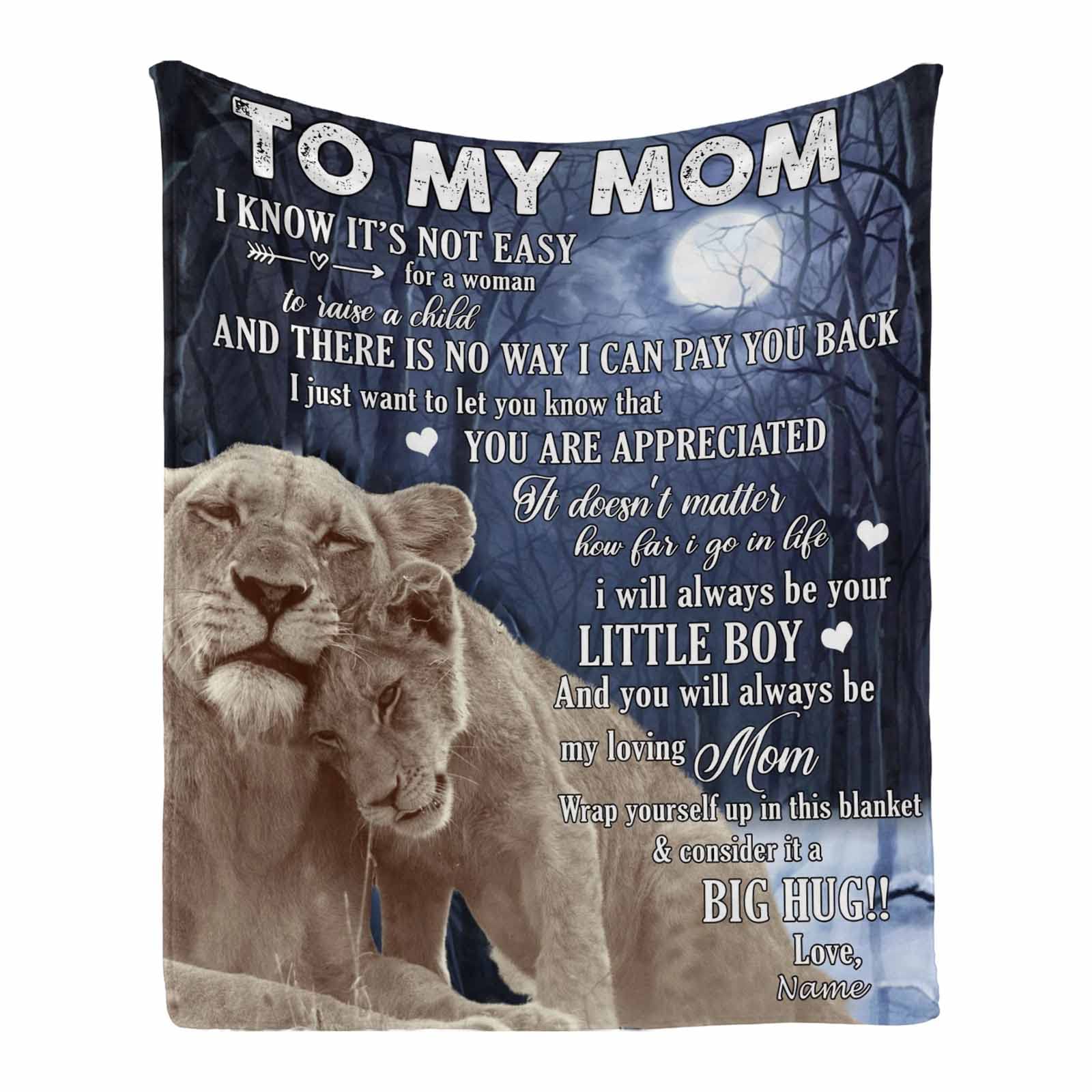 Personalized 'To My Loving Mom' Blanket - Custom Mother's Day Gift from Son - Soft Throw Blanket with Heartfelt Message - Perfect for Cuddling, Home Decor & Special Occasions
