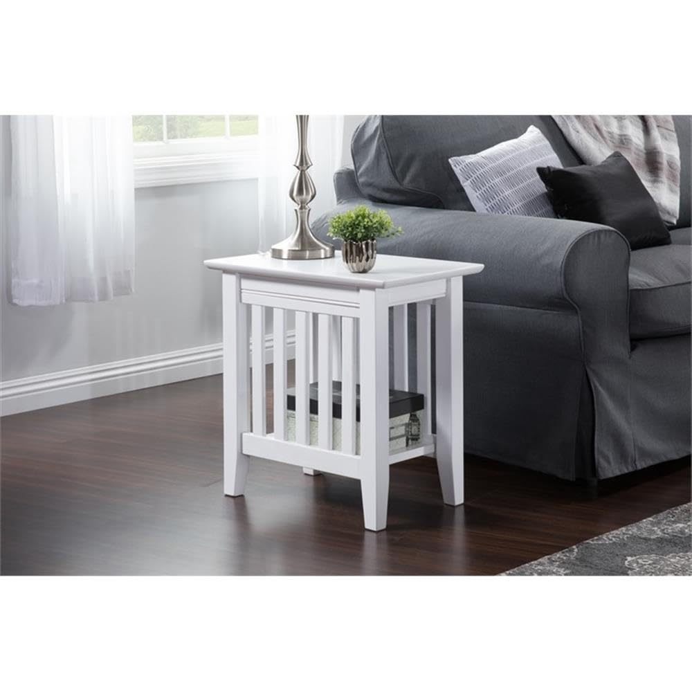 AFI Mission Style White Side Table - Small End Table for Living Room, Bedroom, or Office - Perfect for Lamps, Books, and Decor