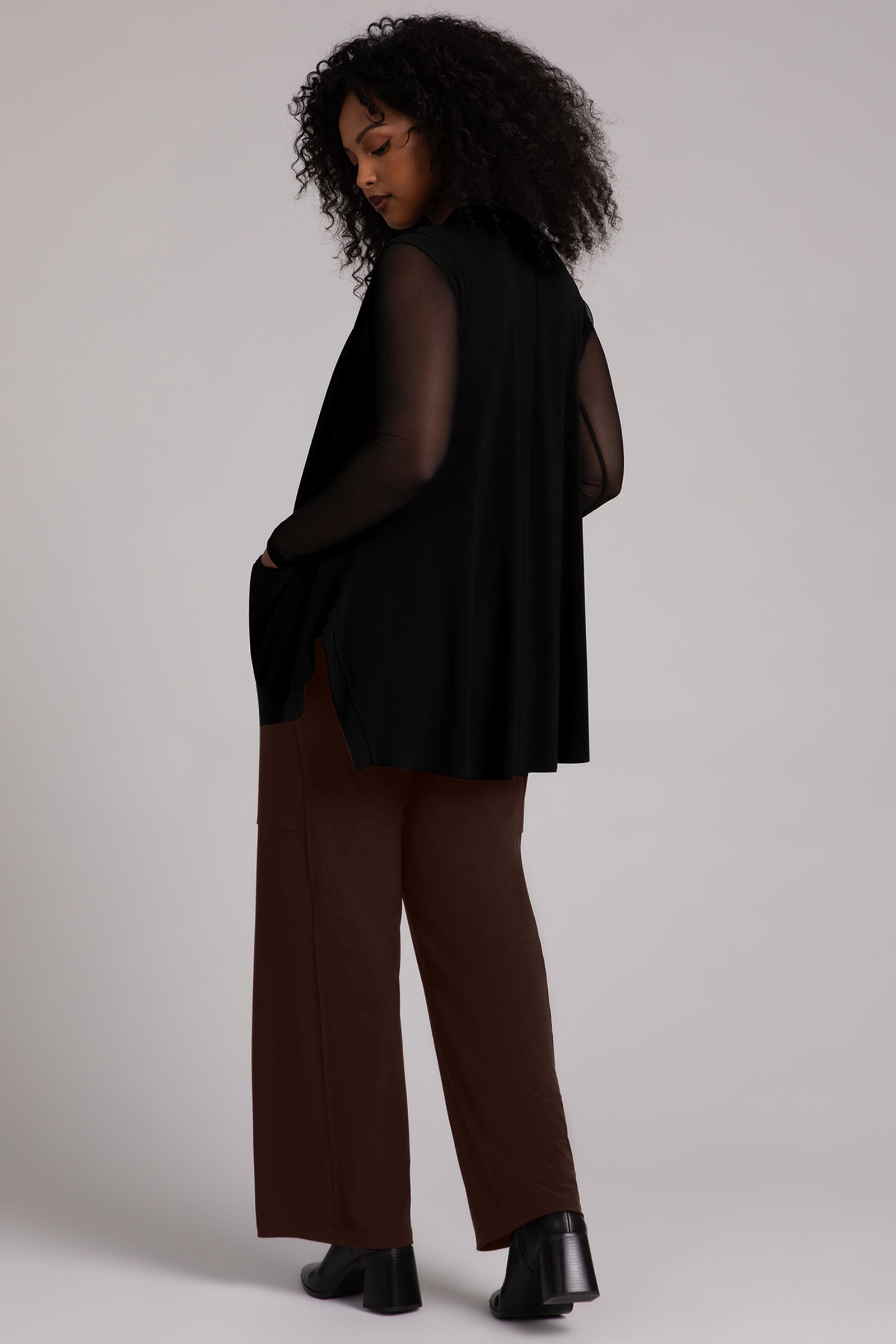 Elegant Black Flounce Gilet for Women - Stylish Layering Piece for Fall & Winter Outfits | Perfect for Office, Parties & Date Nights
