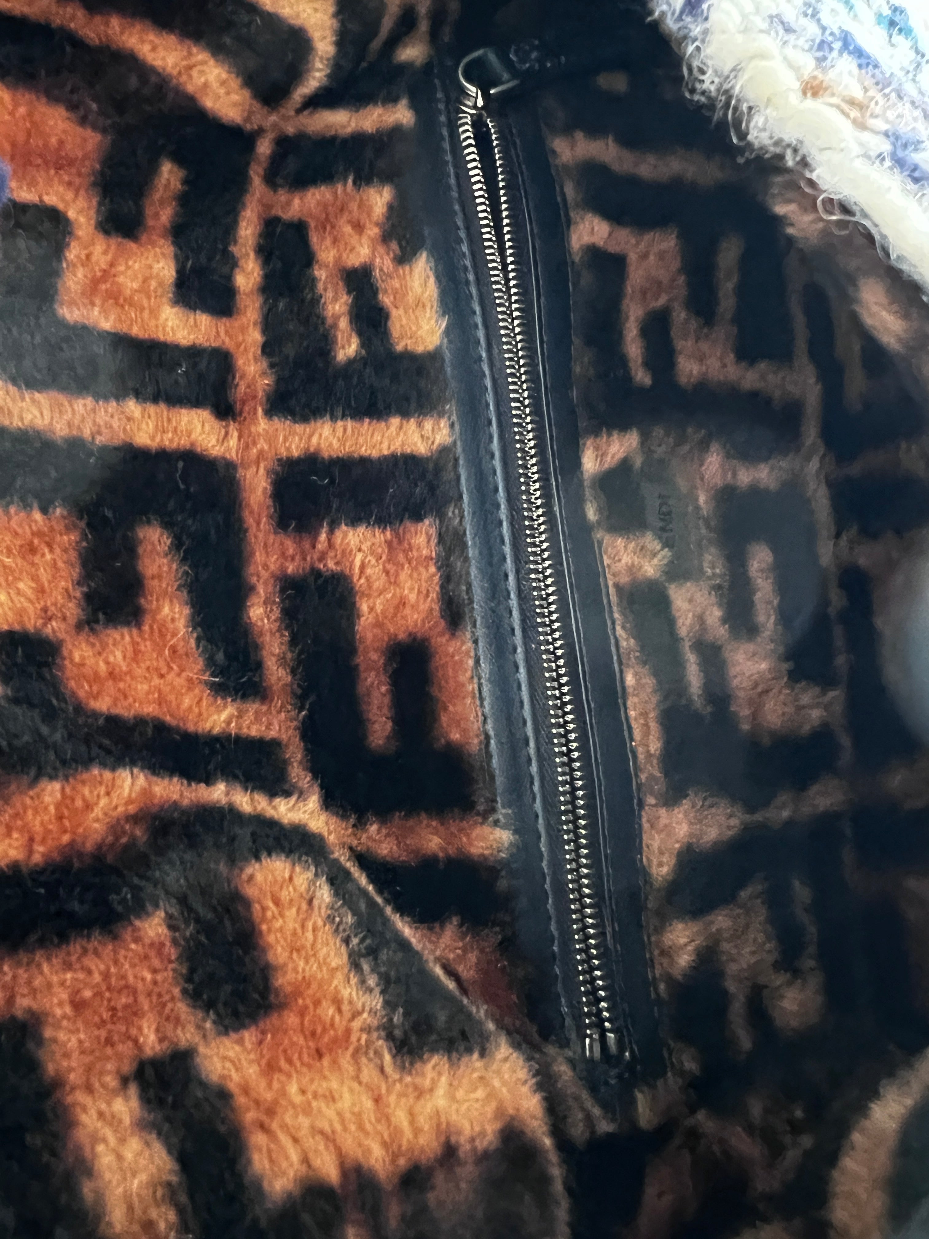 Authentic Fendi Selleria Plaid Tweed Shearling Baguette Bag - Luxury Designer Handbag for Women, Perfect for Parties, Events & Everyday Use