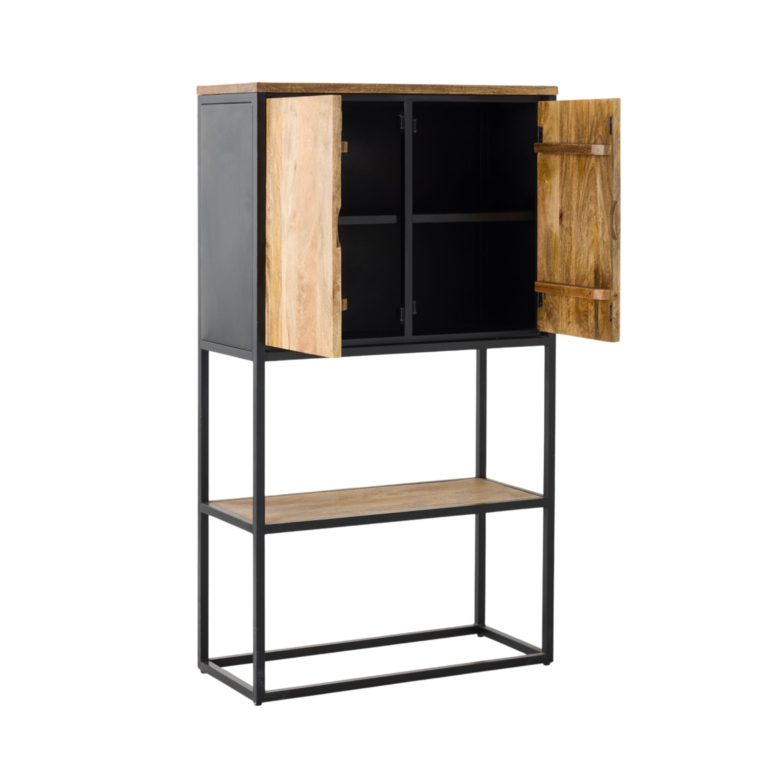 Brompton 2 Door Bookshelf - Solid Wood Storage Cabinet for Living Room, Bedroom & Office - Perfect for Books, Decor & Organizing Small Spaces
